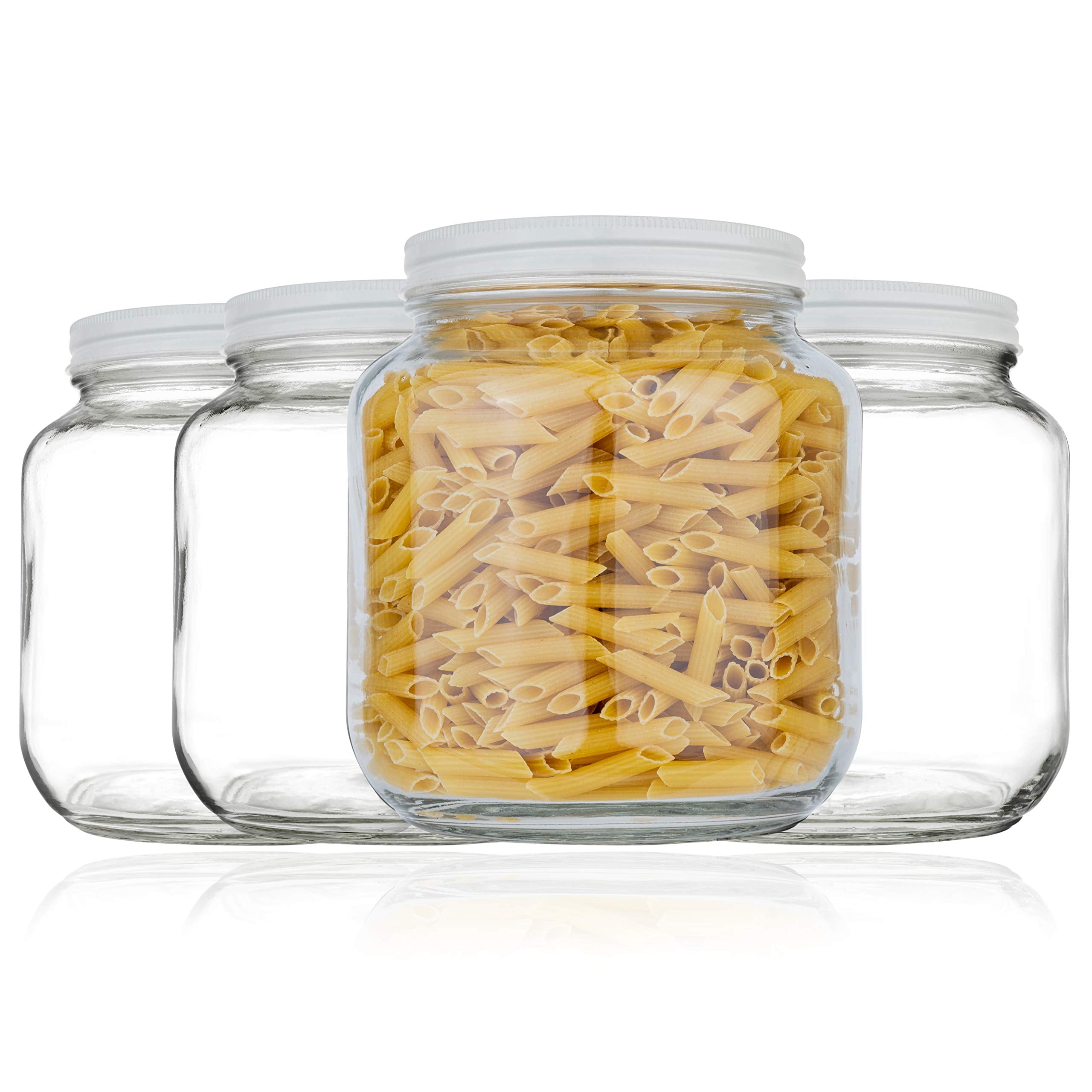 kitchentoolz Half Gallon Mason Jar Wide Mouth with Airtight Metal Lid - Safe for Fermenting, Pickling, Sourdough & Kombucha - Glass 64 oz Mason Jar - Made in USA - BPA Free