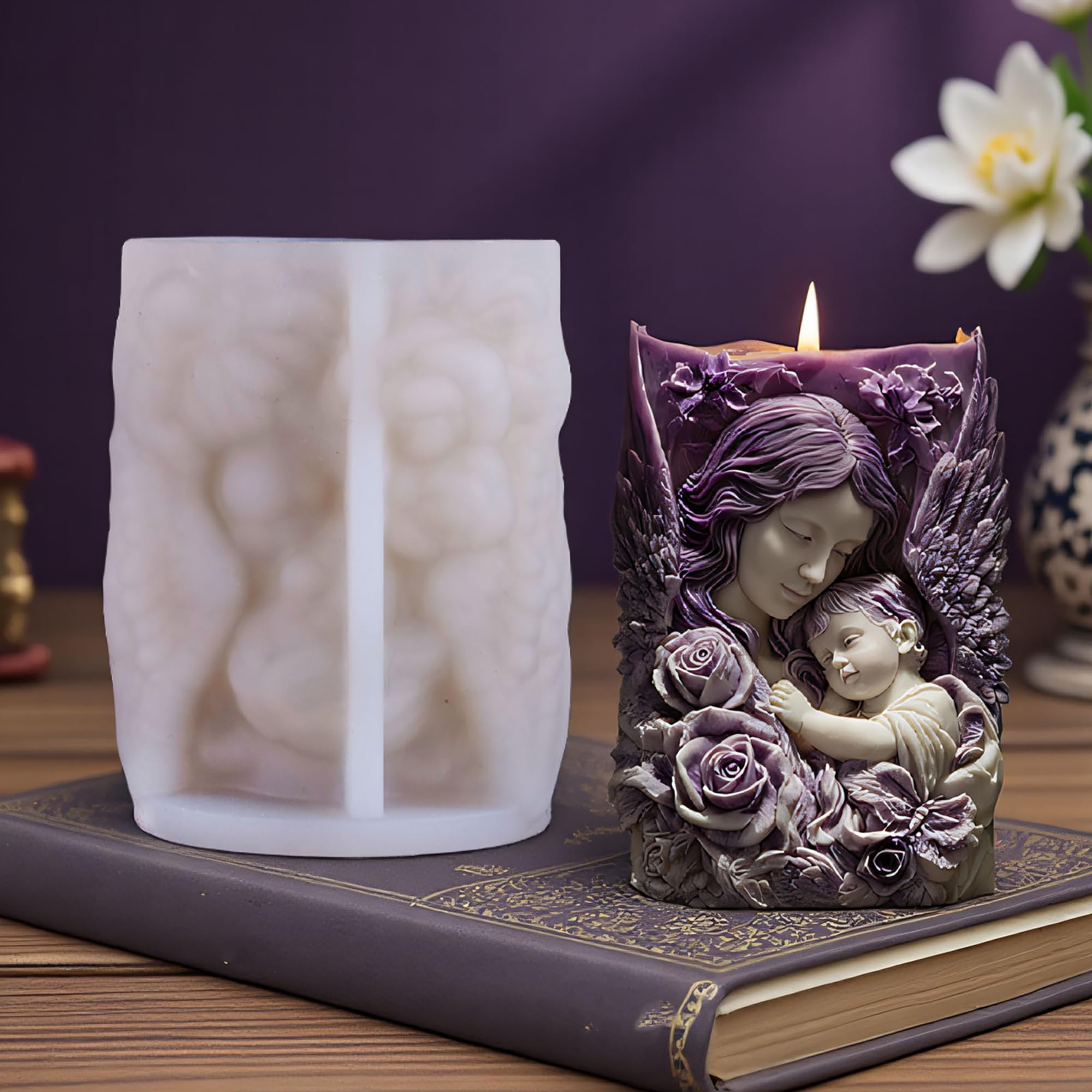 Flower Succulent Tulip Rose Cylinder Molds Silicone Wave Spiral Candle Mold - Silicone Resin Casting Molds for Candle & Resin & Soap Craft Supplies