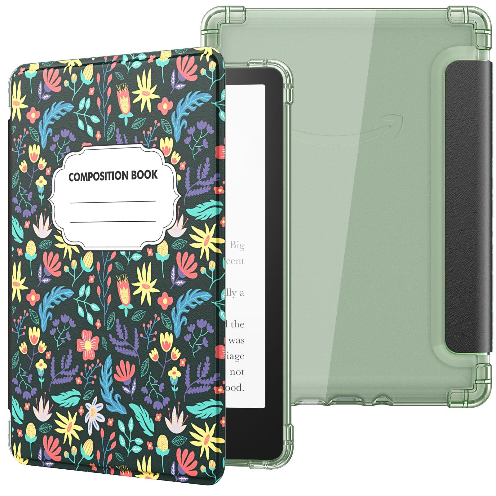 MoKo Case for 6" Kindle (11th Generation-2024/2022 Release), Ultra Clear Soft Flexible Transparent TPU Back Cover Light Shell with Auto Wake/Sleep for Kindle 11th Generation 2024, White Blue Floral