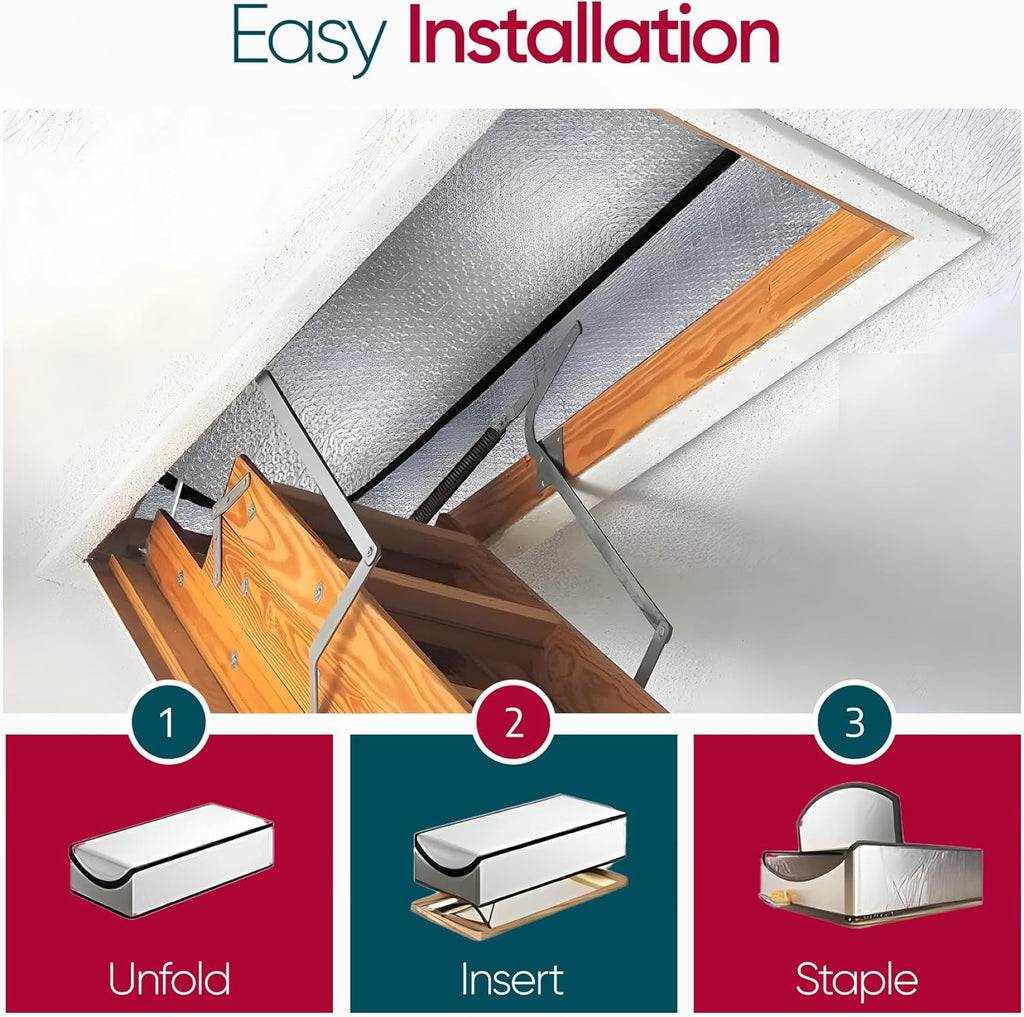 Attic Door Insulation Cover for Pull Down Ladder or Stair 25" x 54" x 11"- R-Value 15.6 Extra Thick Fire Proof Attic Tent Stairway Insulator with Easy Installation, Door Seal Hatch by Miloo