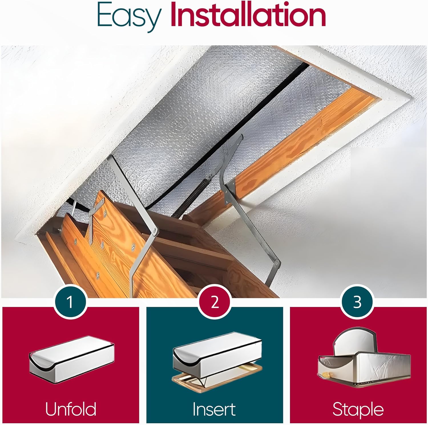 Attic Door Insulation Cover for Pull Down Ladder or Stair 25" x 54" x 11"- R-Value 15.6 Extra Thick Fire Proof Attic Tent Stairway Insulator with Easy Installation, Door Seal Hatch by Miloo