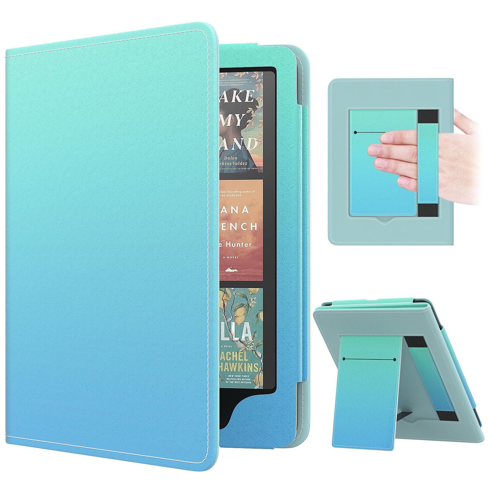 MoKo Case for 7"/6.8" Kindle Paperwhite(12th/11th Generation-2024/2021) and Kindle Colorsoft Signature Edition, Slim PU Shell Cover Case with Auto-Wake/Sleep for Kindle Paperwhite 2024, Flowers