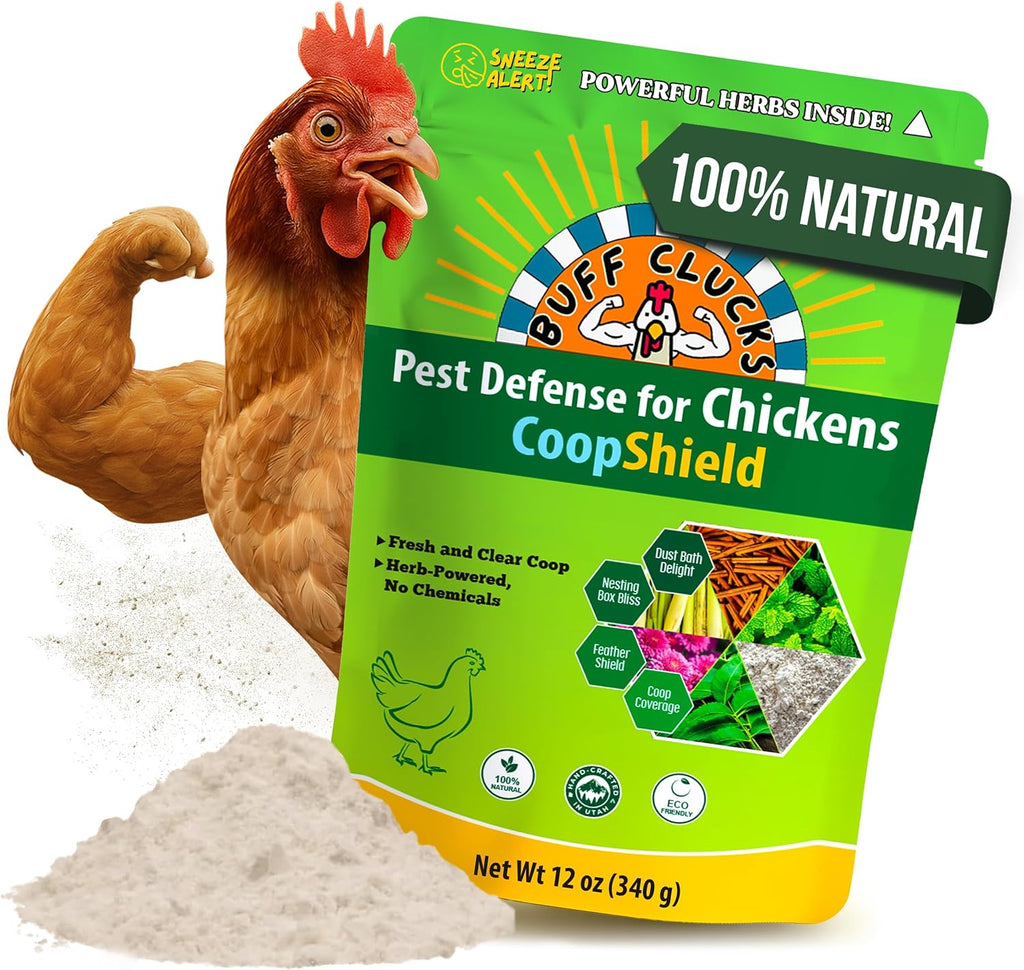 Buff Clucks Dust Bath Herb Blend for Chickens - Keep Feathers Clean & Healthy - Food Grade, Natural Nesting Box Herbs for Bedding, Coop Floor, USA (12 oz)