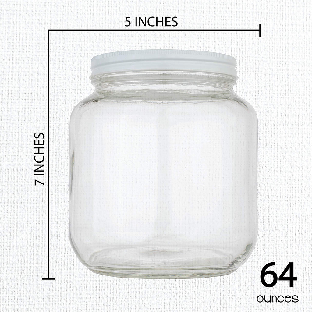 kitchentoolz Half Gallon Glass Large Mason Jar Wide Mouth with Airtight Metal Lid - 1/2 Gallon Mason Jars - BPA-Free Glass Jar with Lid - Dishwasher Safe Made in USA