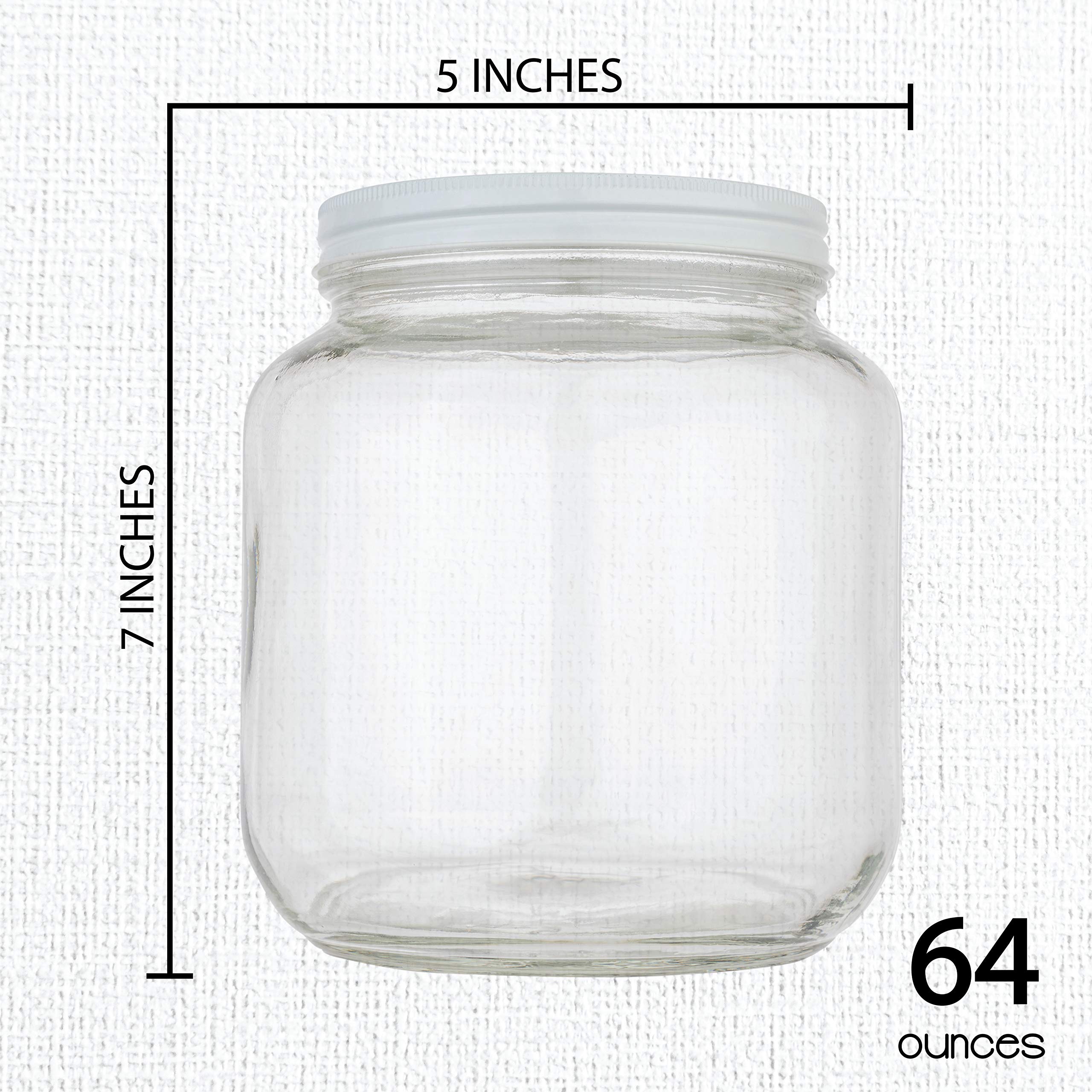 kitchentoolz Half Gallon Glass Large Mason Jar Wide Mouth with Airtight Metal Lid - 1/2 Gallon Mason Jars - BPA-Free Glass Jar with Lid - Dishwasher Safe Made in USA