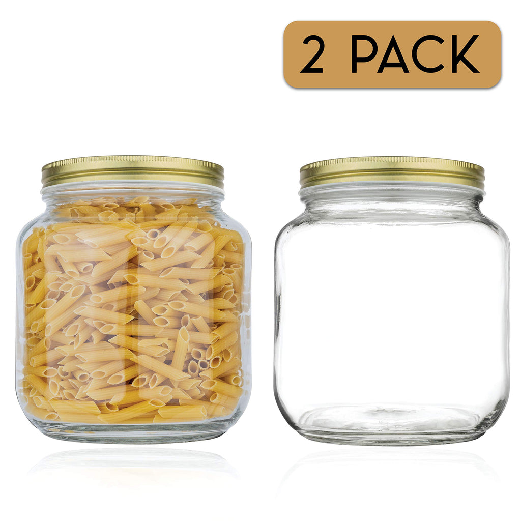 kitchentoolz Half Gallon Mason Jar Wide Mouth with Airtight Metal Lid - Safe for Fermenting, Pickling, Sourdough & Kombucha - Glass 64 oz Mason Jar - Made in USA - BPA Free