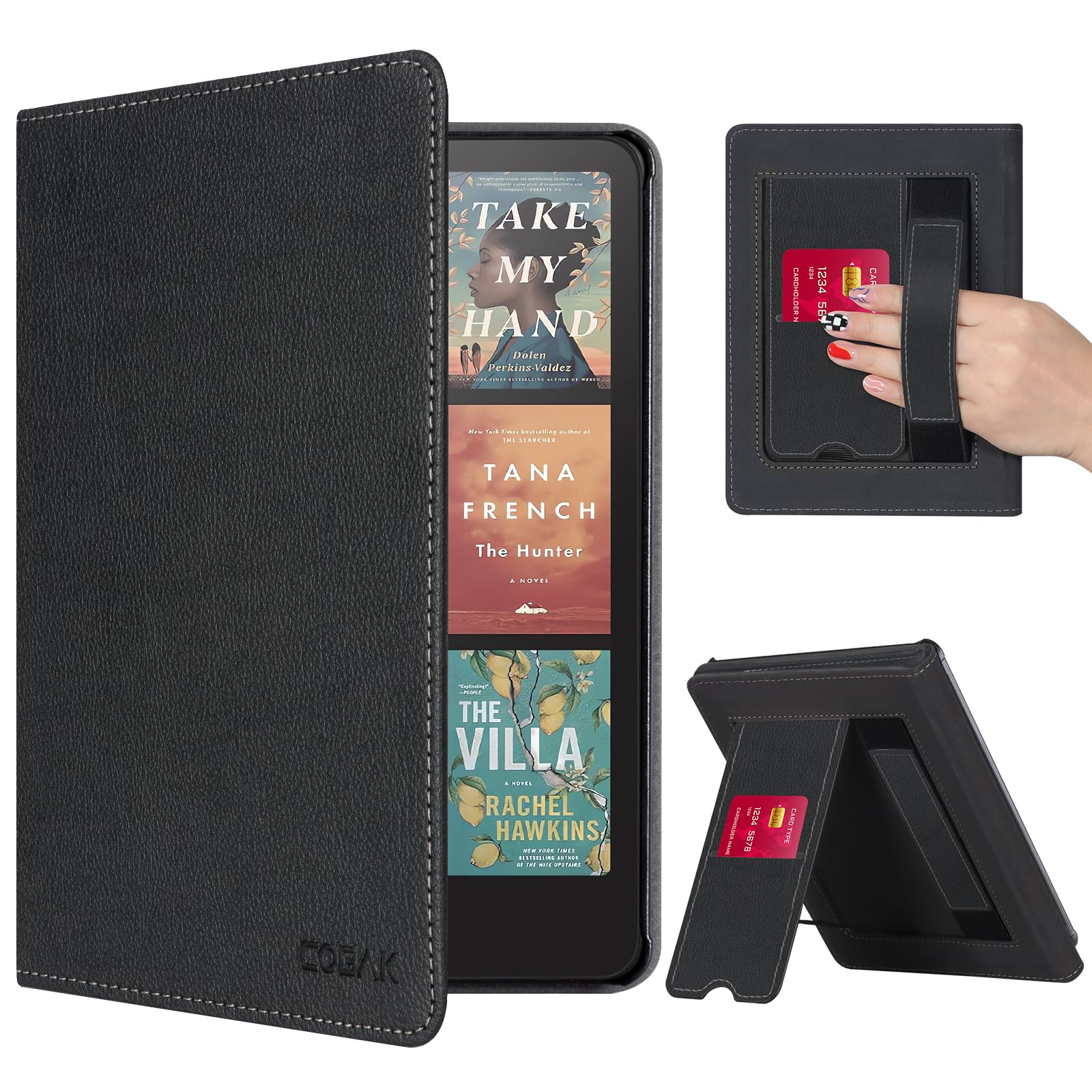 CoBak Case with Stand for Kindle Paperwhite 12th Gen 2024 Released (7") & Kindle Colorsoft Signature Edition - Durable PU Leather Cover with Auto Sleep Wake, Card Slot, Hand Strap Feature, Sage Green