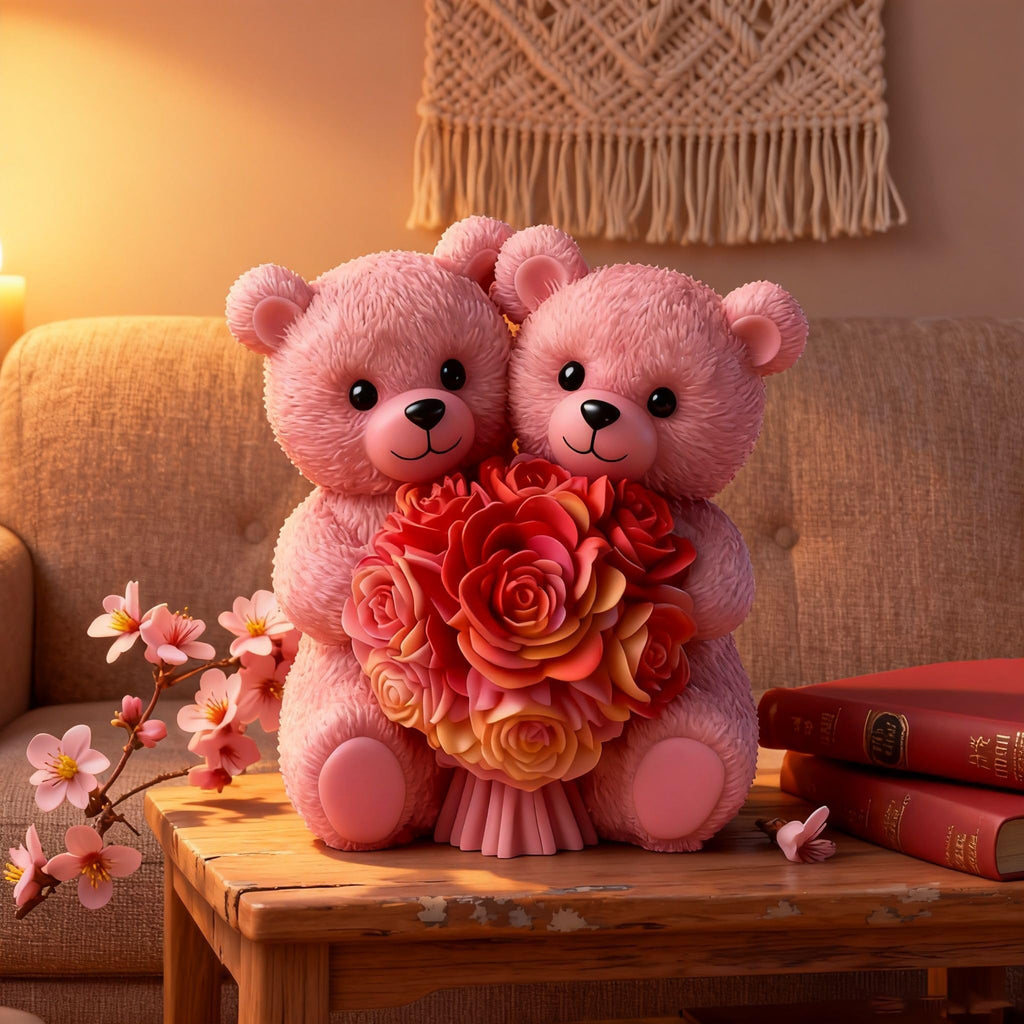 2PCS 3D Rose Bear Wax Candle Mold,Teddy Bear Candle Making Molds,Cute Epoxy Resin Molds,Ornament for DIY Wax Candles Art Craft Cake Chocolate Soap Mold Home Decor Valentine Gifts Birthday Gift