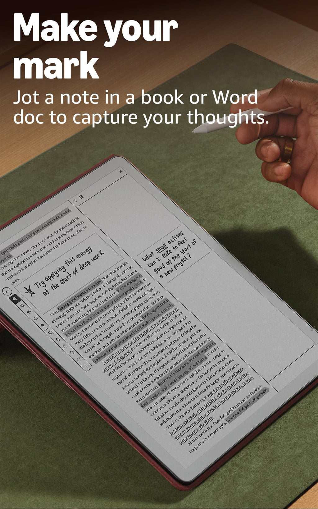 Amazon Kindle Scribe without Front Light 16GB (newest model) — 11” paper-like display — Thinner, lighter, faster — Write in notebooks, documents, and books. Includes Premium Pen - Graphite