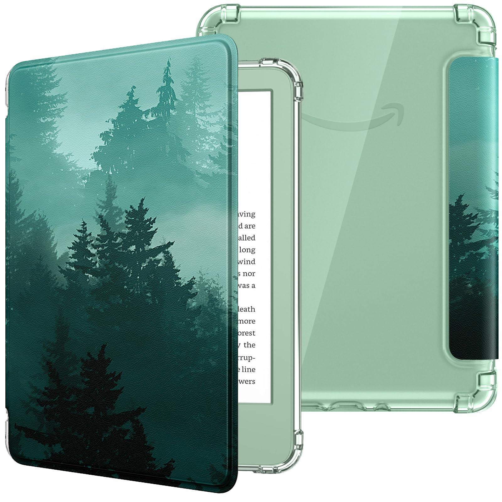 MoKo Case for 6" Kindle (11th Generation-2024/2022 Release), Ultra Clear Soft Flexible Transparent TPU Back Cover Light Shell with Auto Wake/Sleep for Kindle 11th Generation 2024, White Blue Floral