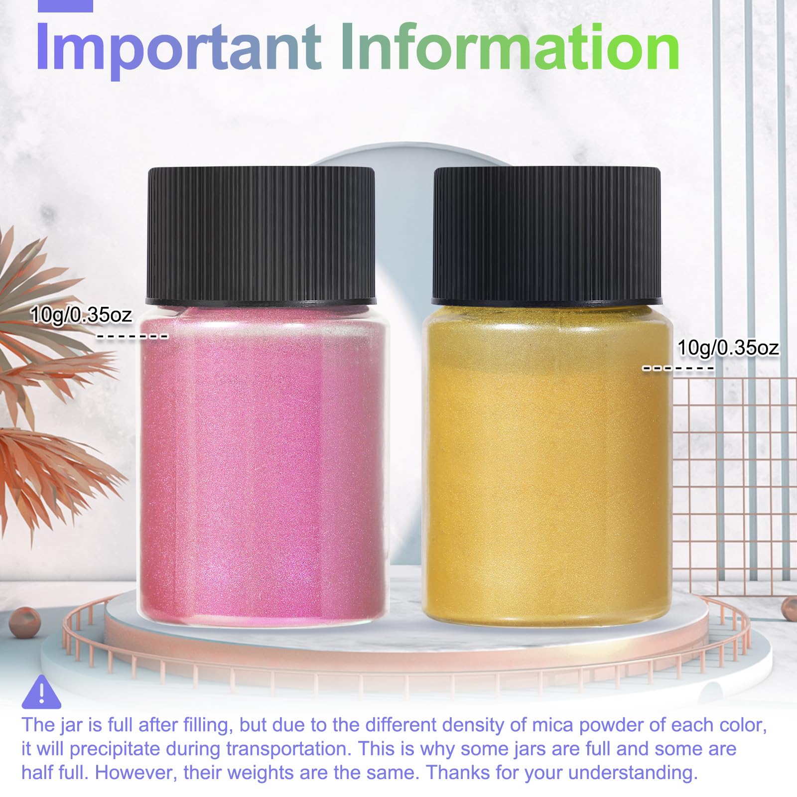 CHANGTIKEJI Mica Powder，24 Colors - 10g/Bottle of Natural Pigment Powder for Epoxy Resin，Soap Making，Candle Making,Lip Gloss,Car Freshies,Dye,Nail Polish,Bath Bombs