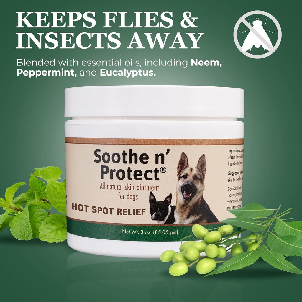 Soothe N’ Protect Dog Ointment, Hot Spot Treatment for Dogs, Healing Moisturizer for Skin Irritation, Itching, Hot Spots, Bites, Skin Salve for Dog Wound Care, 3oz
