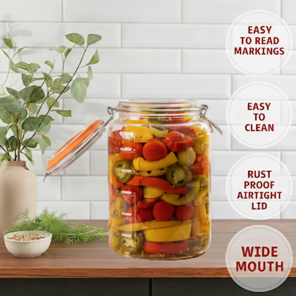 kitchentoolz 1-Gallon Mason Glass Fermenting Jar with Airlock Lid – Wide Mouth with Ounce & Milliliter Markings for Mead, Kombucha, Beer, Wine & Pickling