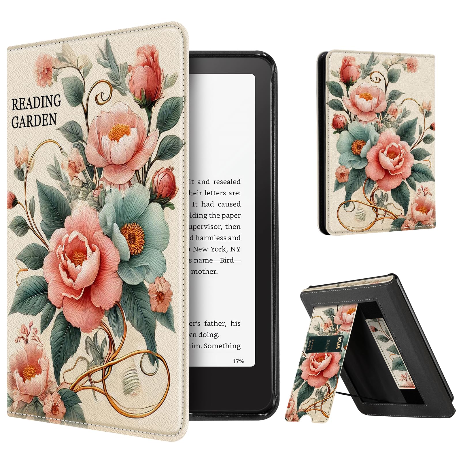 CoBak Case with Stand for Kindle Paperwhite 12th Gen 2024 Released (7") & Kindle Colorsoft Signature Edition - Durable PU Leather Cover with Auto Sleep Wake, Card Slot, Hand Strap Feature, Sage Green