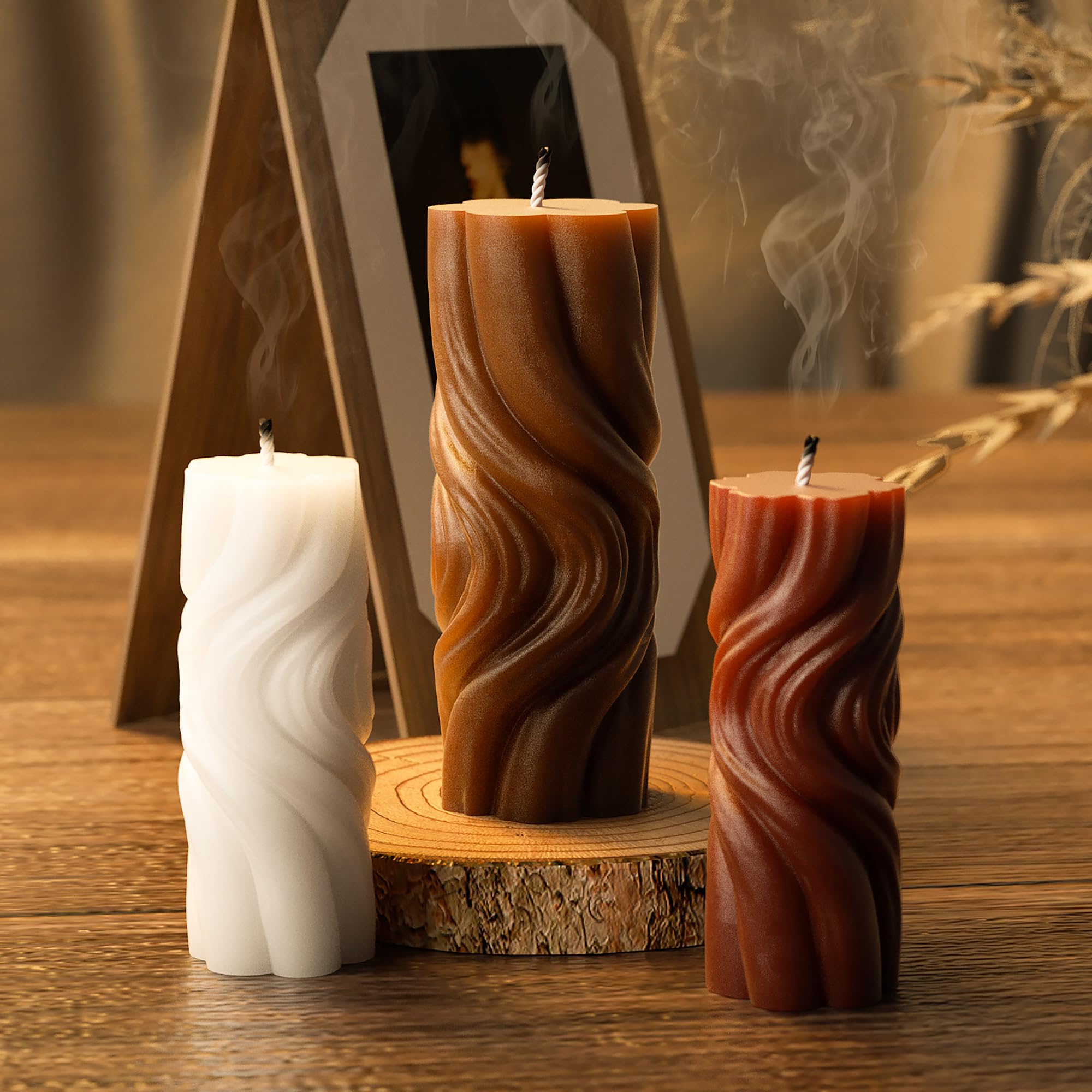 2 Pack Spiral Wave Resin Casting Molds - Silicone for 3D Animal Candle Making