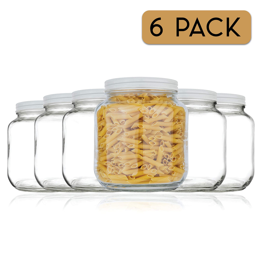 kitchentoolz Half Gallon Mason Jar Wide Mouth with Airtight Metal Lid - Safe for Fermenting, Pickling, Sourdough & Kombucha - Glass 64 oz Mason Jar - Made in USA - BPA Free