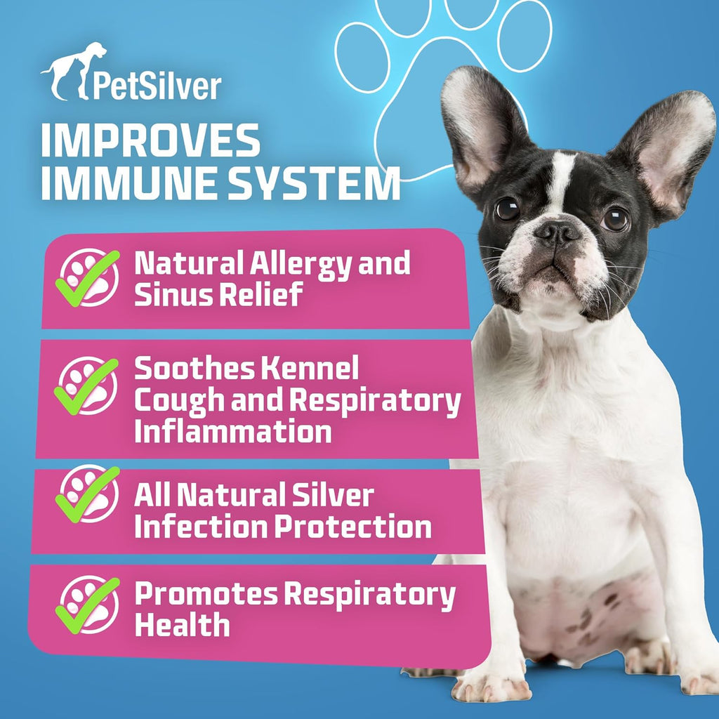 PetSilver - Immune Support (16 fl oz) and Teeth & Gum Water Additive (12 fl oz) with Patented Chelated Silver - Allergies, Sinus & Cough Treatment - Breath Freshener for Cats and Dogs - Made in USA