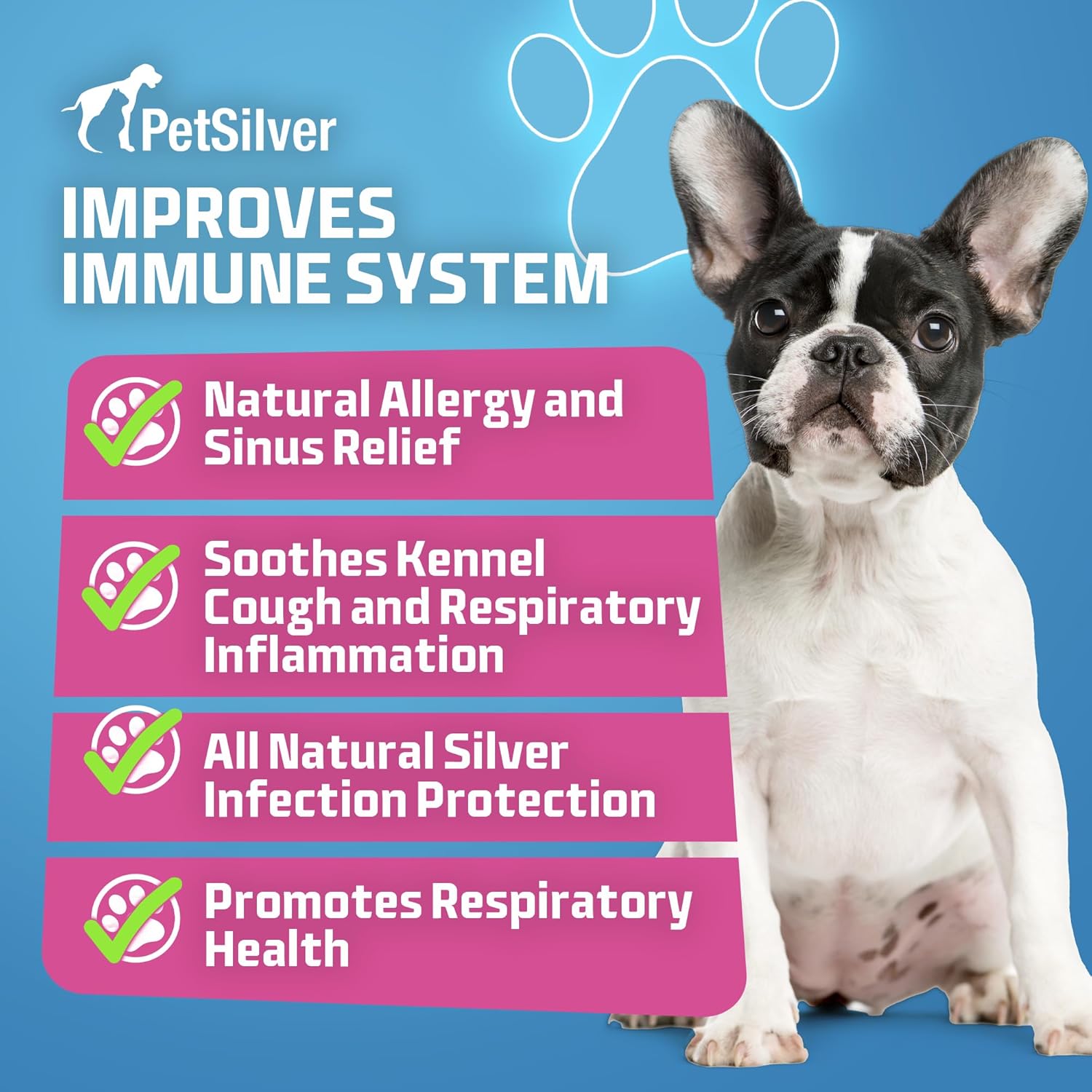 PetSilver - Immune Support (16 fl oz) and Eye Wash (4 fl oz) with Patented Chelated Silver - Allergies, Sinus & Cough Treatment - Eye Cleaner & Tear Stain Remover for Cats and Dogs - Made in USA
