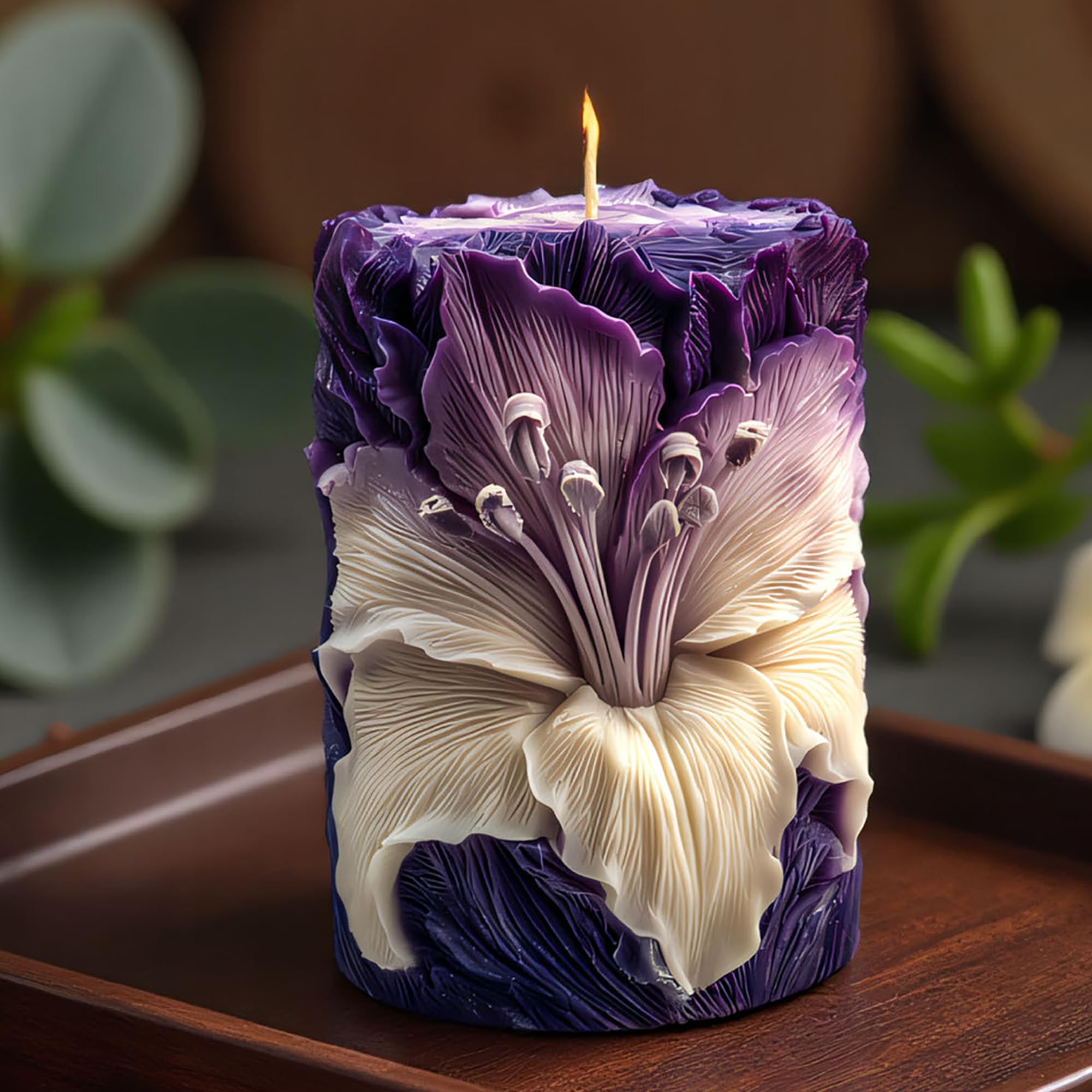 Flower Succulent Tulip Rose Cylinder Molds Silicone Wave Spiral Candle Mold - Silicone Resin Casting Molds for Candle & Resin & Soap Craft Supplies