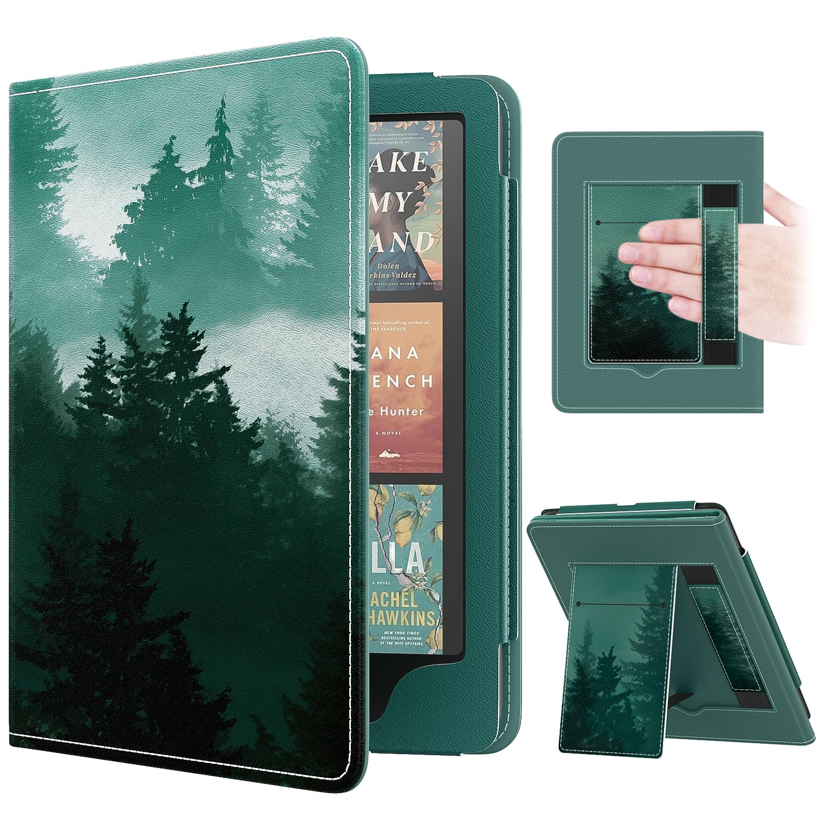 MoKo Case for 7"/6.8" Kindle Paperwhite(12th/11th Generation-2024/2021) and Kindle Colorsoft Signature Edition, Slim PU Shell Cover Case with Auto-Wake/Sleep for Kindle Paperwhite 2024, Flowers