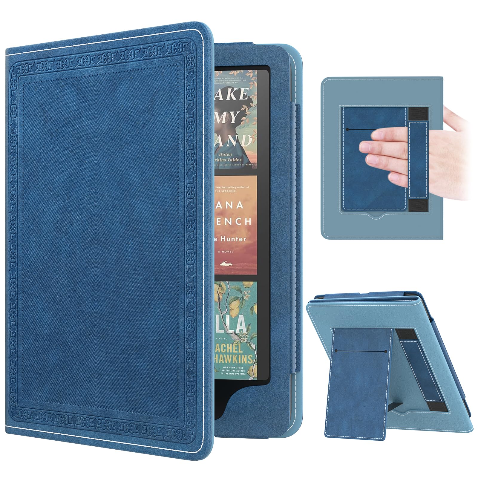 MoKo Case for 7"/6.8" Kindle Paperwhite(12th/11th Generation-2024/2021) and Kindle Colorsoft Signature Edition, Slim PU Shell Cover Case with Auto-Wake/Sleep for Kindle Paperwhite 2024, Flowers