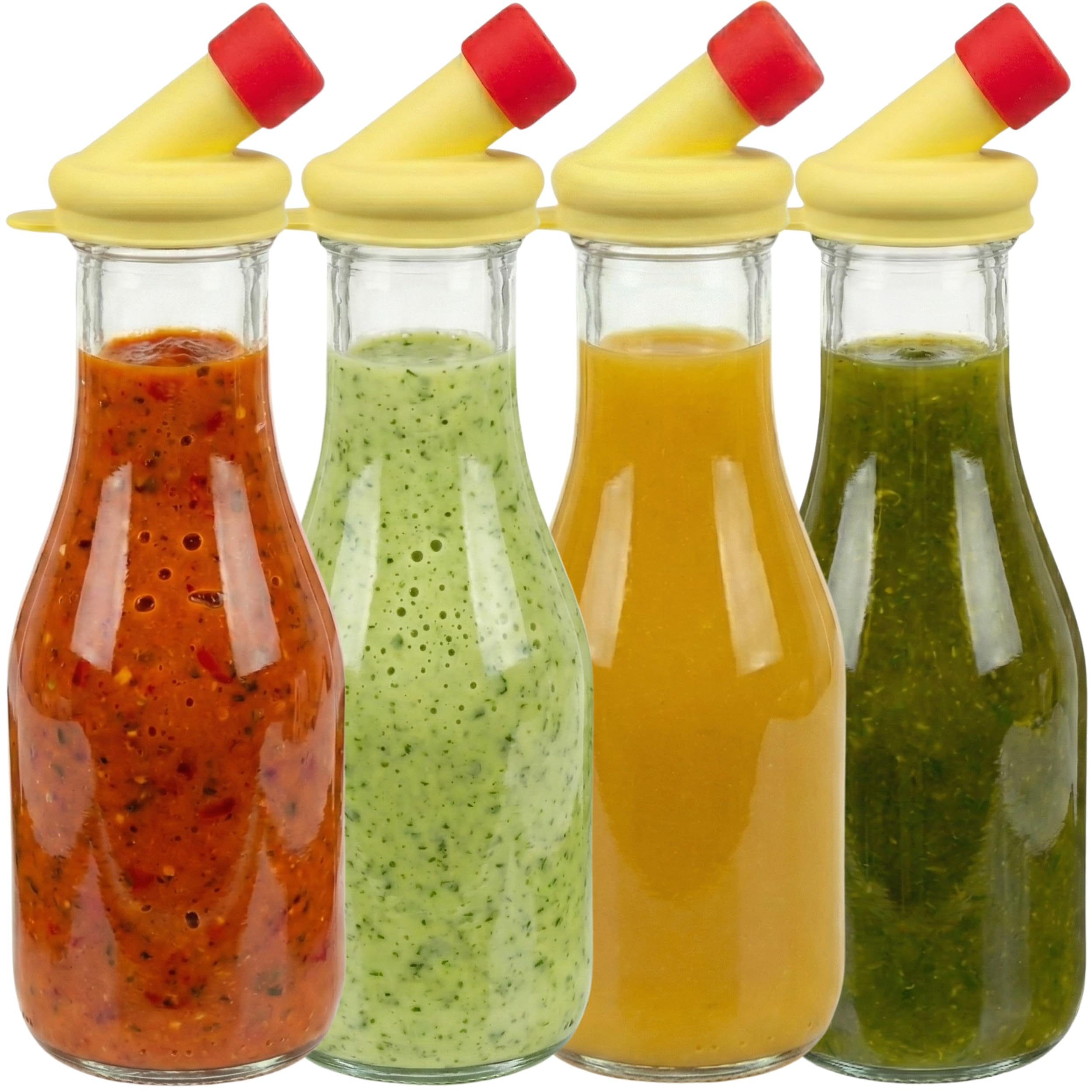 kitchentoolz 32oz Salad Dressing Shaker Bottle – Tall Glass Bottle Salad Dressing Dispenser Container with Tamper-Proof Lid – Ideal for Marinades and Sauces – 1 Pack