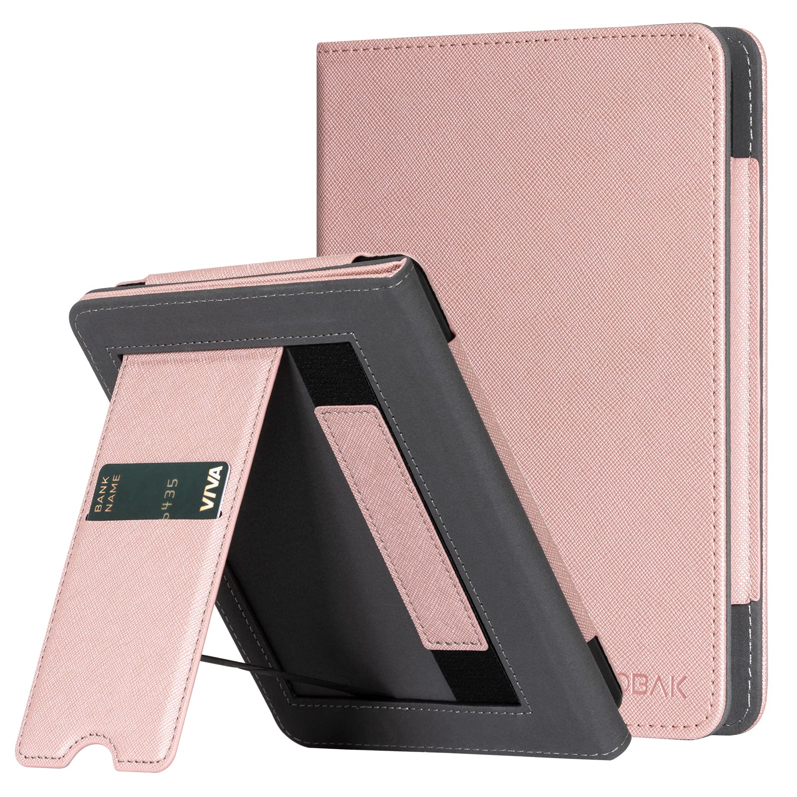 CoBak Case with Stand for Kindle Paperwhite 12th Gen 2024 Released (7") & Kindle Colorsoft Signature Edition - Durable PU Leather Cover with Auto Sleep Wake, Card Slot, Hand Strap Feature, Sage Green