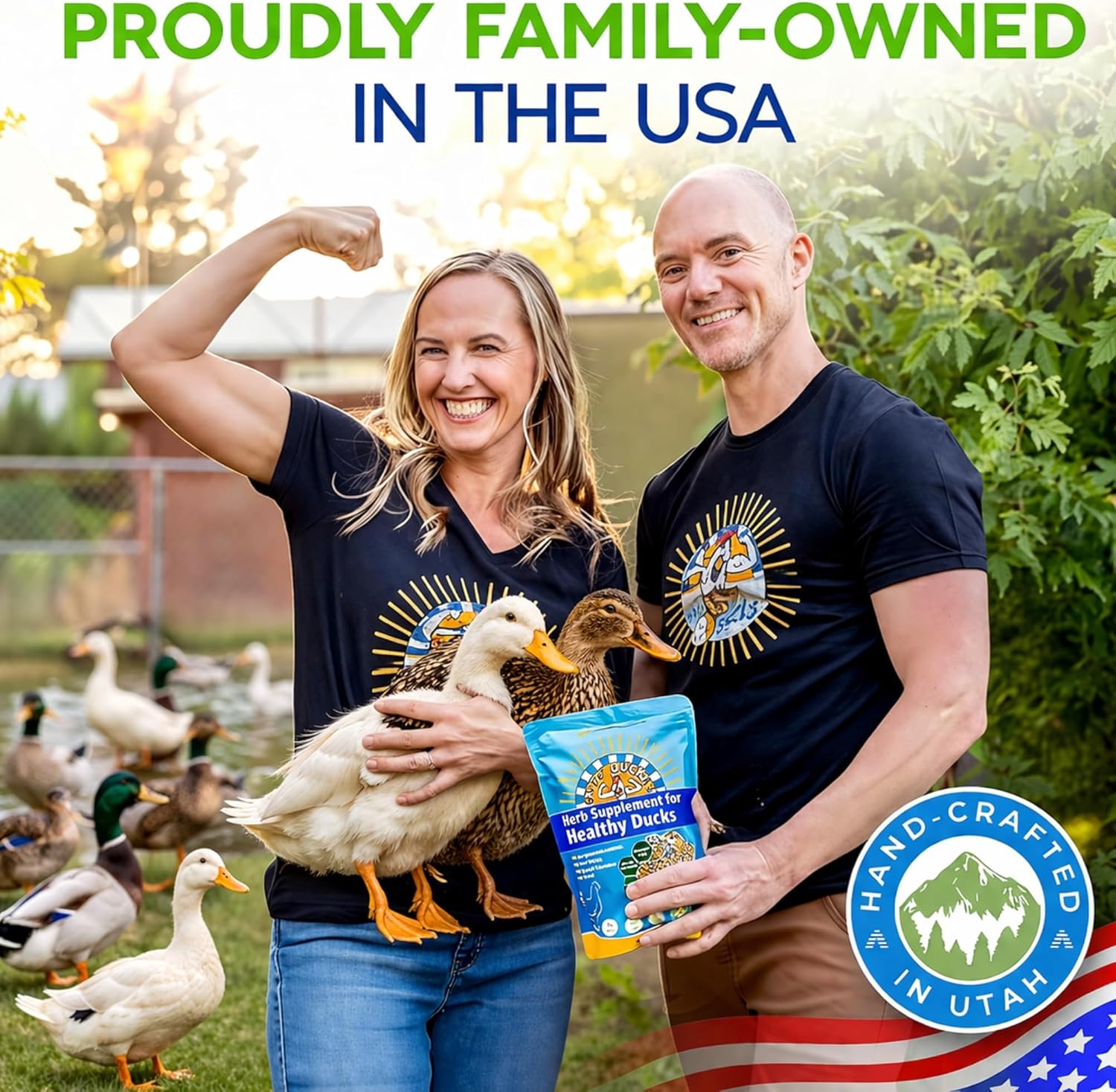 Buff Clucks Herb Supplement for Ducks - Natural Waterfowl Treat, Botanical Duck Feed Additive, Plant-Based Flock Support for Egg Production, Feather Health & Daily Wellness, Handcrafted in USA (12 oz)