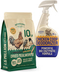 Hatortempt 10lb Dried Mealworms and 32fl oz Coop Deodorizer Bundle - 50% Protein Organic Treats - Safe, No-Rinse Coop Refresher (2-Pack)