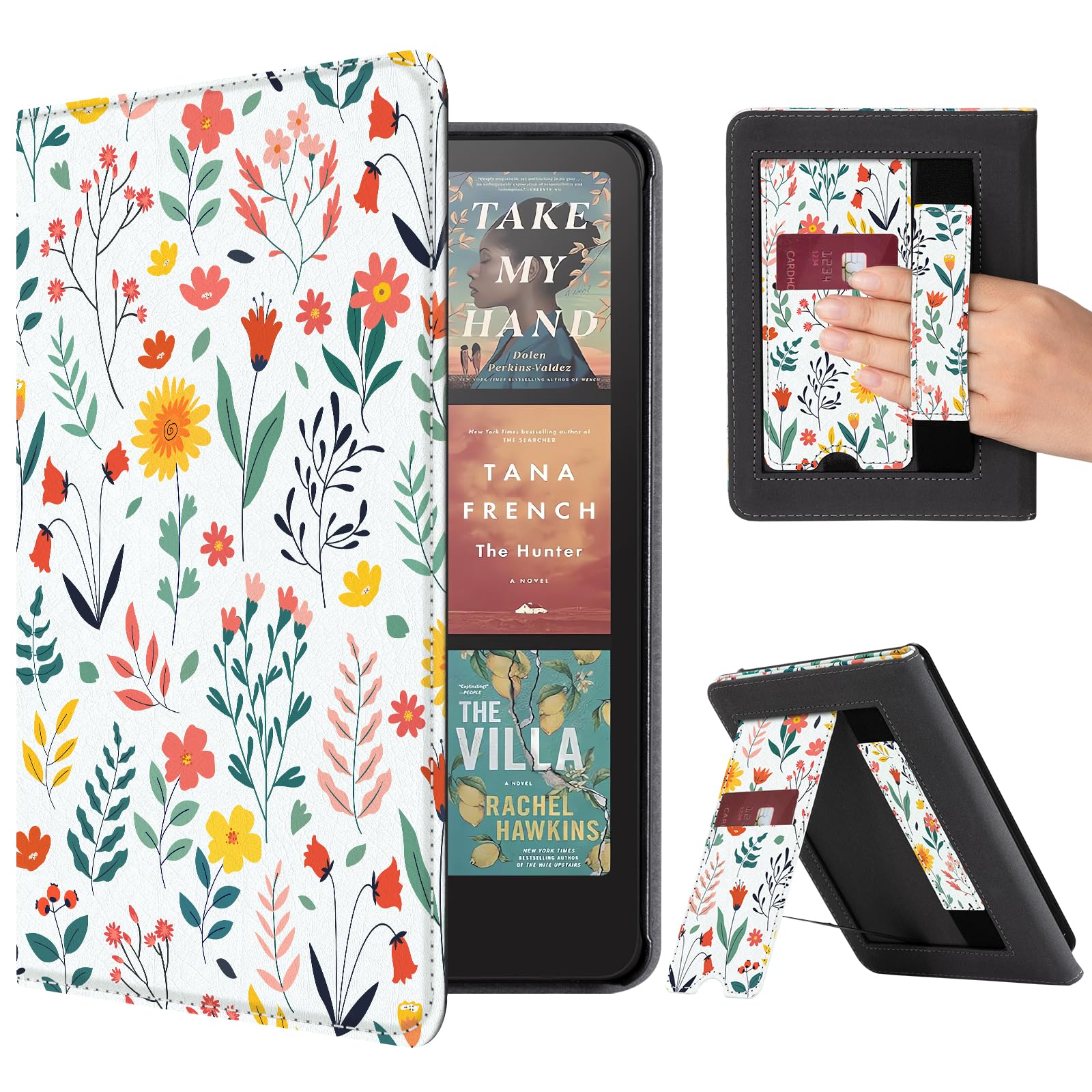 CoBak Case with Stand for Kindle Paperwhite 12th Gen 2024 Released (7") & Kindle Colorsoft Signature Edition - Durable PU Leather Cover with Auto Sleep Wake, Card Slot, Hand Strap Feature, Sage Green