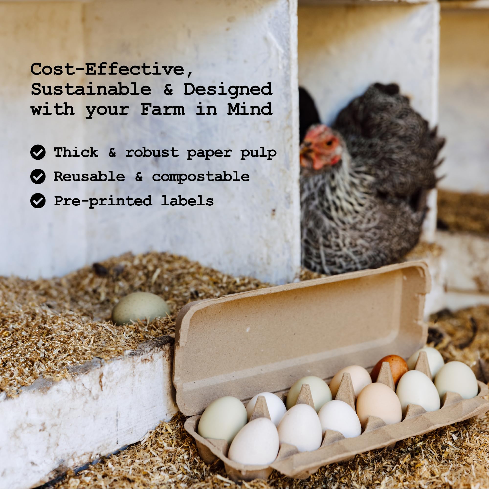 PTCOM Hatortempt Bulk Egg Cartons - 24-Pack, Reusable 12-Count Basket - Recycled Paper Pulp Protection & Ventilation - Fits Small to XL Sizes - Dozen Egg Carton Basket