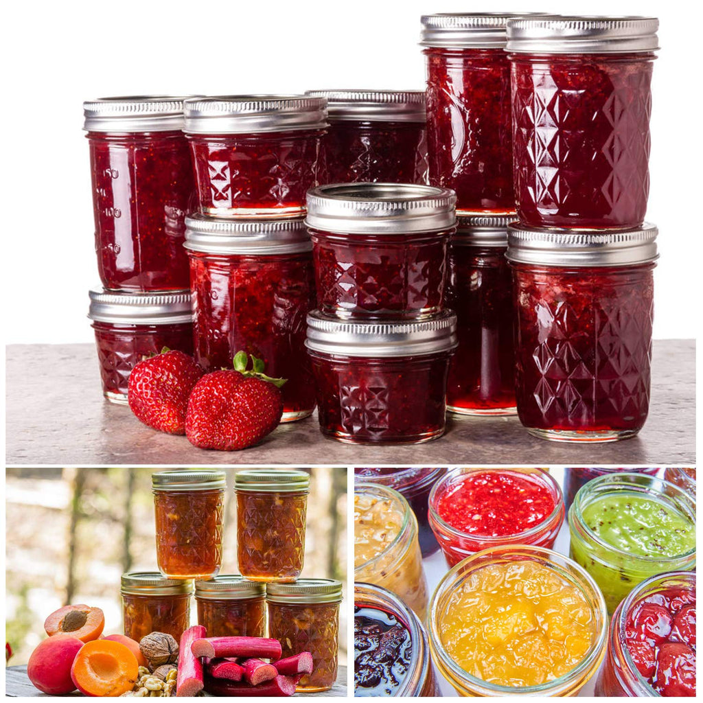 SPANLA Mason Jars 8 oz, 24 Pack Canning Jars 8 oz Half Pint Glass jars with Regular Lids and Bands, Small Mason Jars with Lids Ideal for Jelly Jam Honey Wedding Favors Shower Favors Food