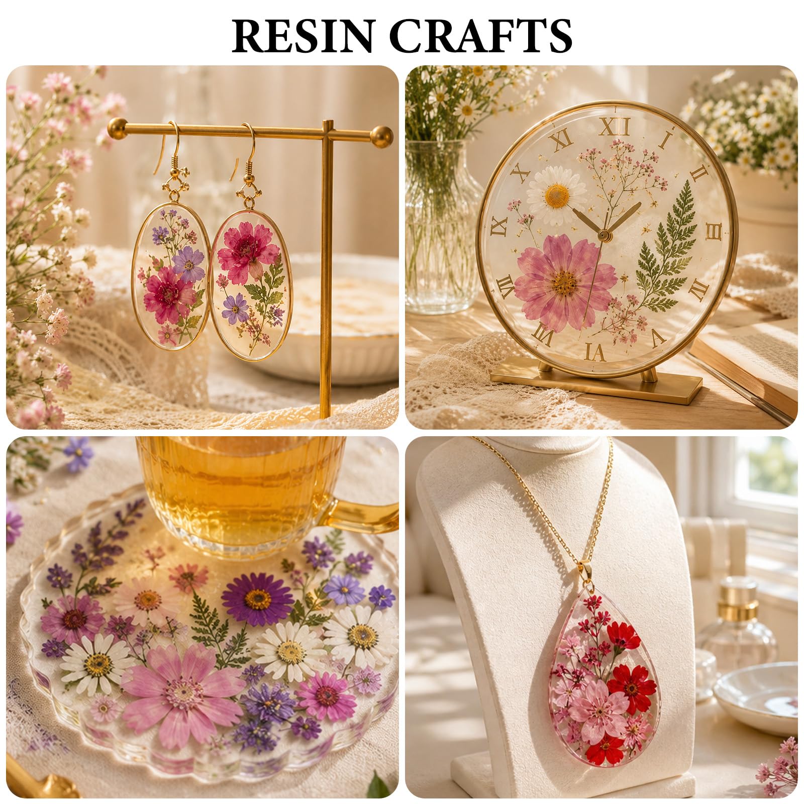 NESCCI 420 Pcs Dried Pressed Flowers for Resin,Real Nature Dried Flowers for Crafts Bulk Dry Flowers Leaves Kit Used for Resin Molds Scrapbooking DIY Art Crafts Candle Soap Making Nails Décor