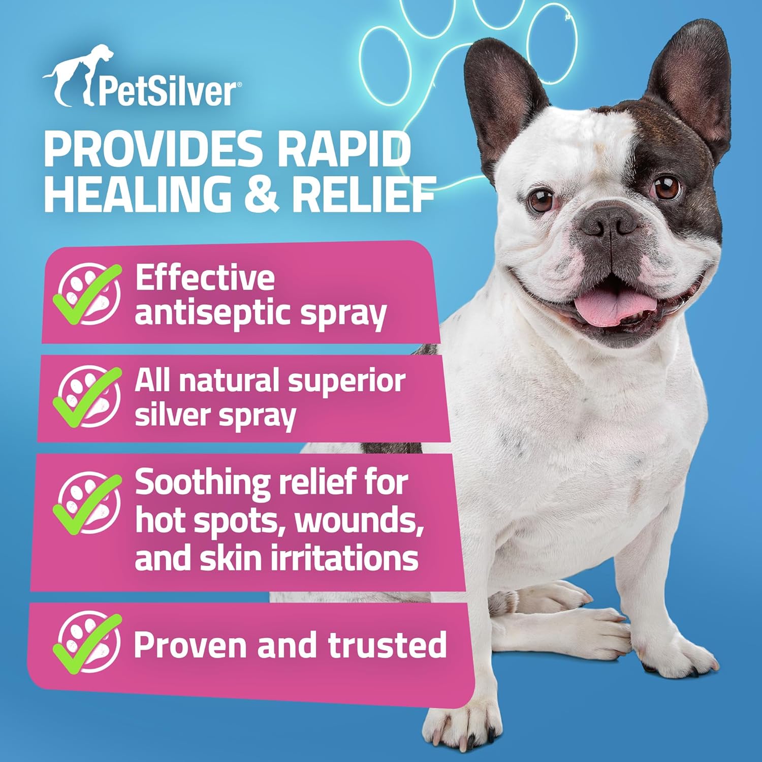 PetSilver - Wound & Skin Spray (4 fl oz) and Eye Wash (4 fl oz) with Patented Chelated Silver - Wound, Hot Spot, & Itch Relief Spray - Eye Cleaner & Tear Stain Remover for Cats and Dogs - Made in USA