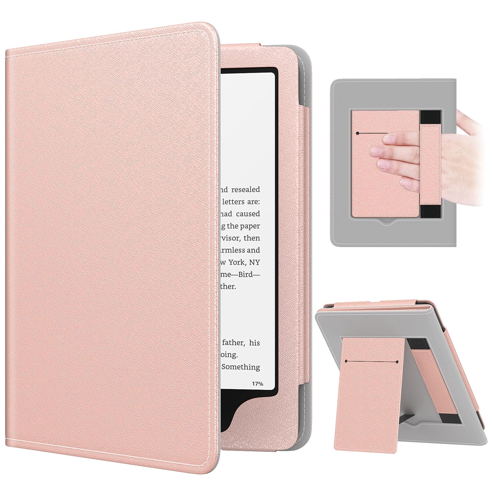 MoKo Case for 7"/6.8" Kindle Paperwhite(12th/11th Generation-2024/2021) and Kindle Colorsoft Signature Edition, Slim PU Shell Cover Case with Auto-Wake/Sleep for Kindle Paperwhite 2024, Flowers