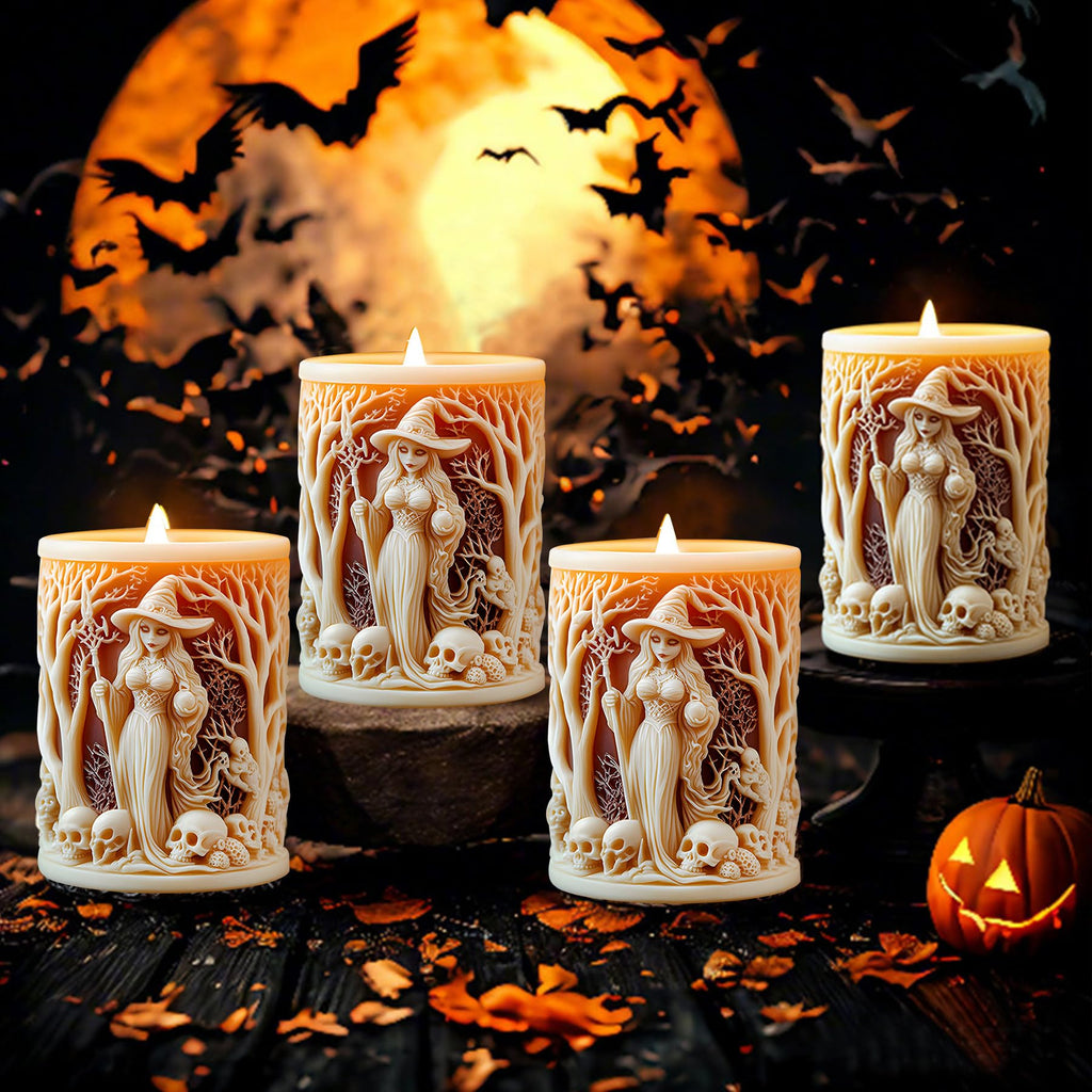 Halloween Candle Mold for Candle Making, 3DSilicone Mold for Resin Casting DIY Plaster Polymer Clay Home Decoration (Witch)