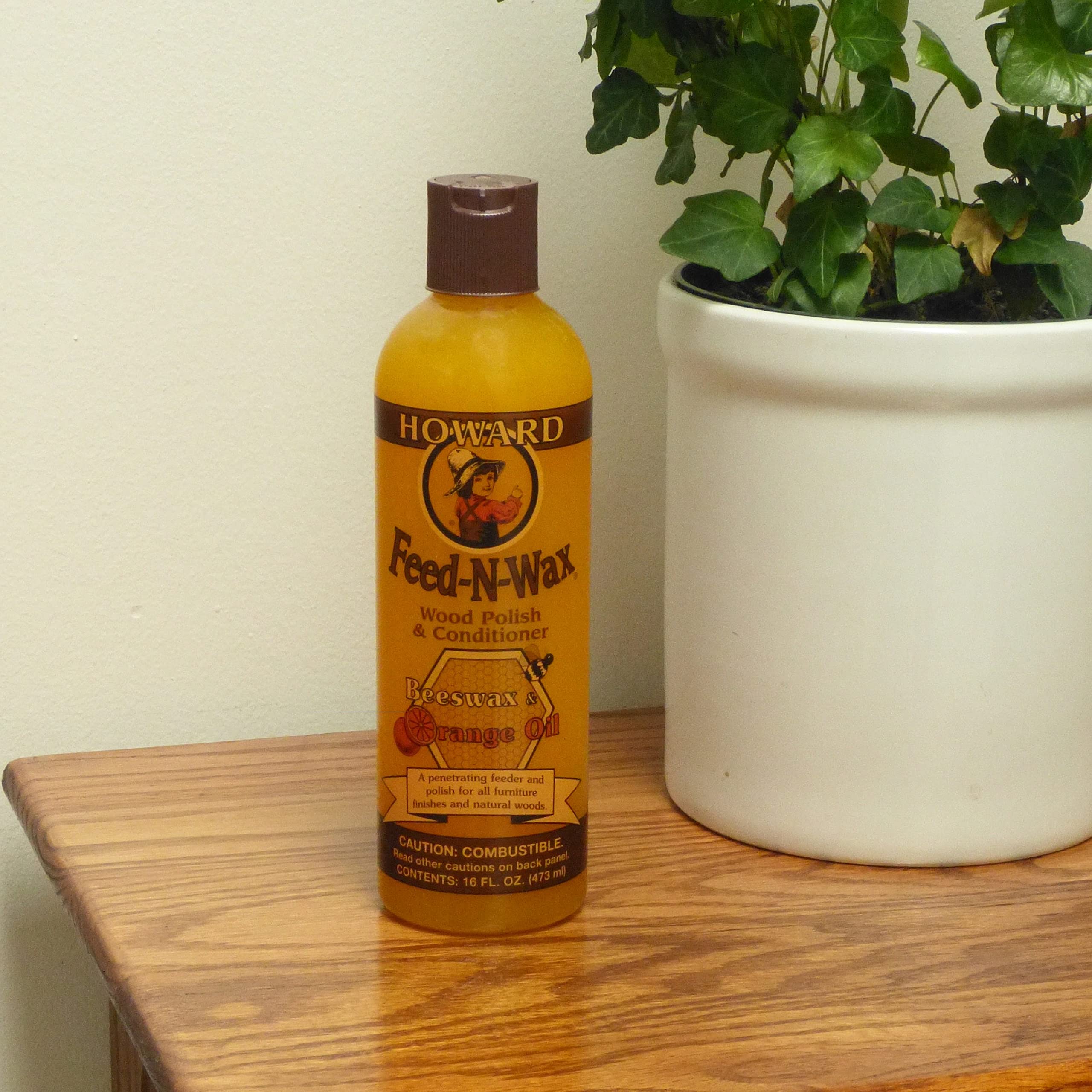 Howard Products Feed-N-Wax Wood Polish & Conditioner, 8 oz, Orange