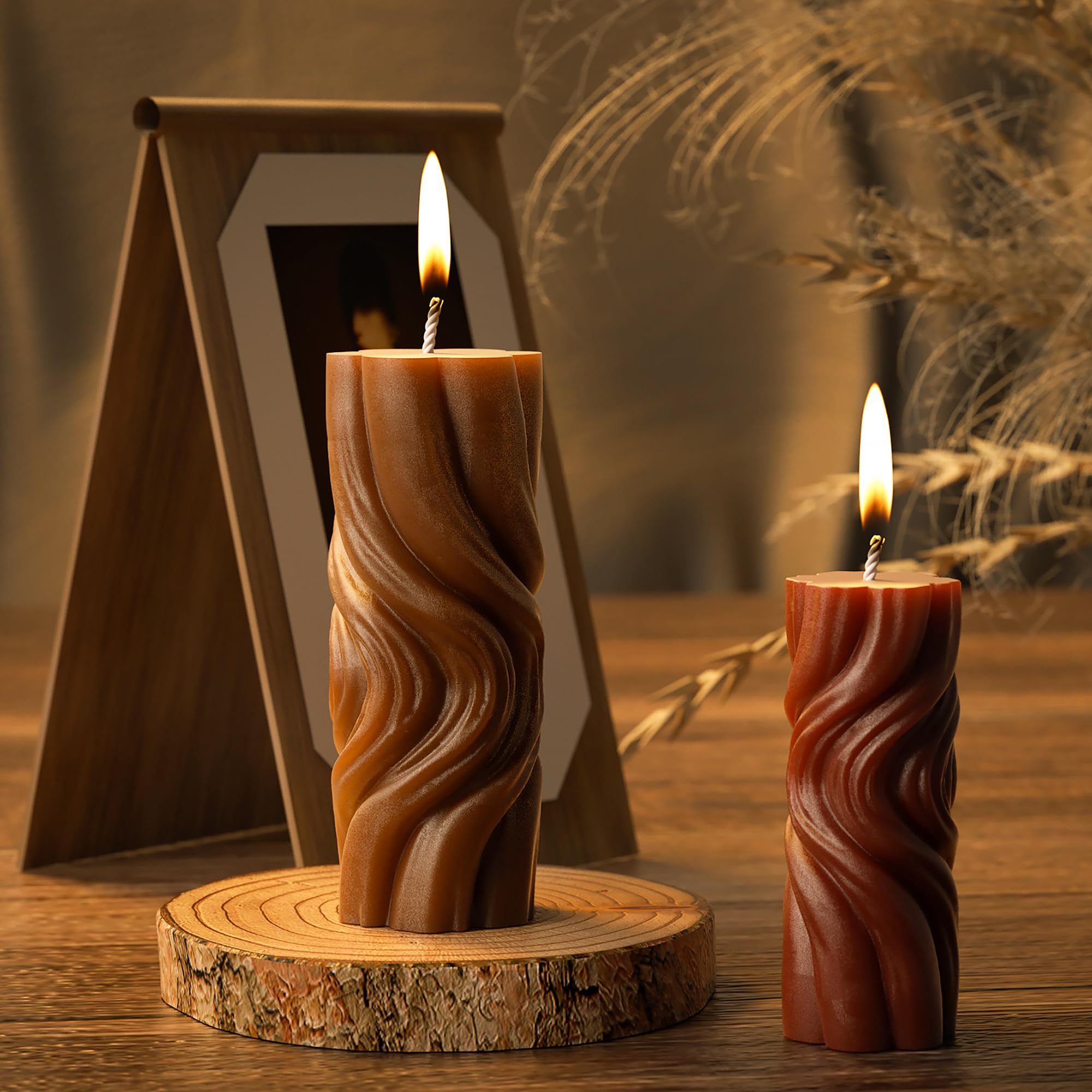 2 Pack Spiral Wave Resin Casting Molds - Silicone for 3D Animal Candle Making