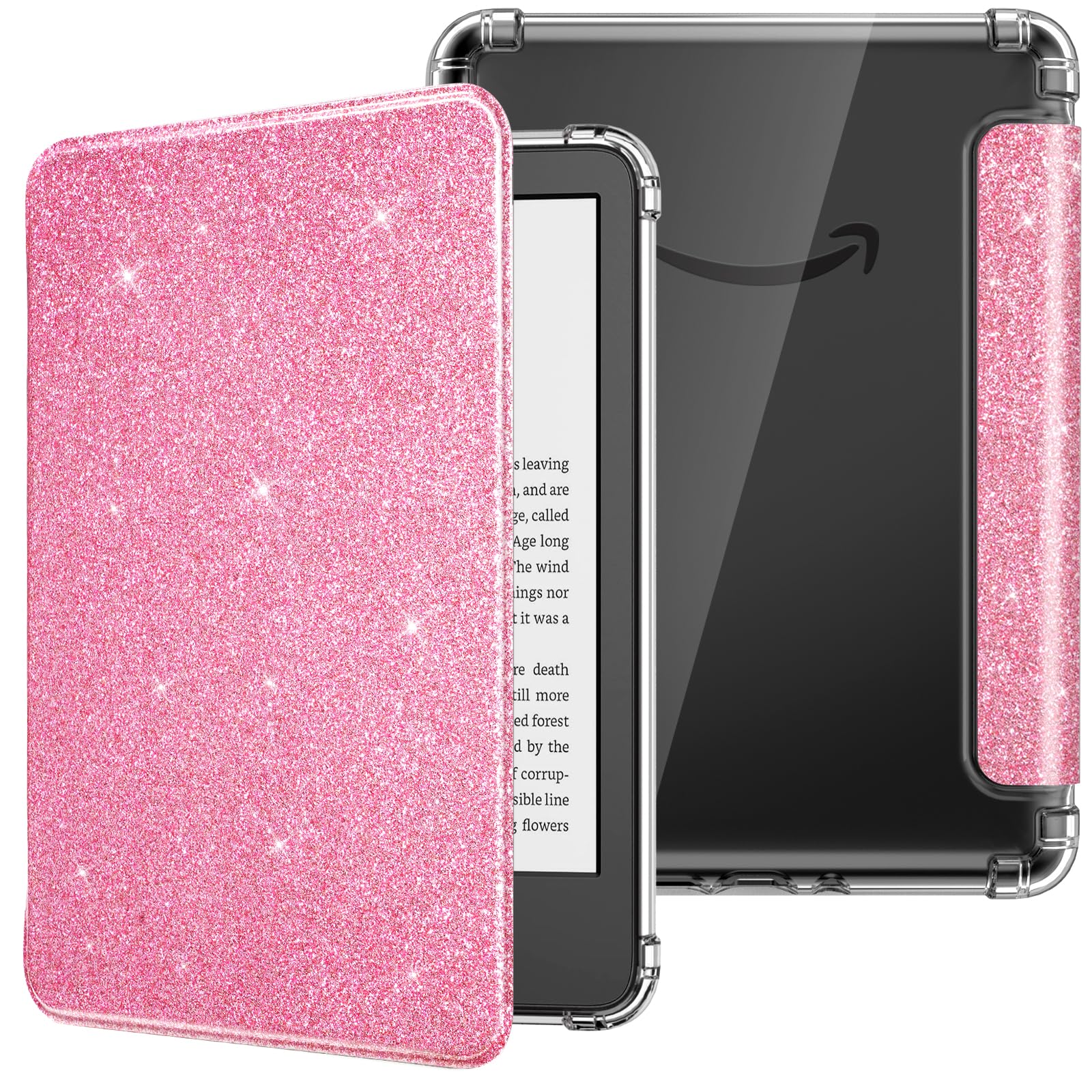 MoKo Case for 6" Kindle (11th Generation-2024/2022 Release), Ultra Clear Soft Flexible Transparent TPU Back Cover Light Shell with Auto Wake/Sleep for Kindle 11th Generation 2024, White Blue Floral