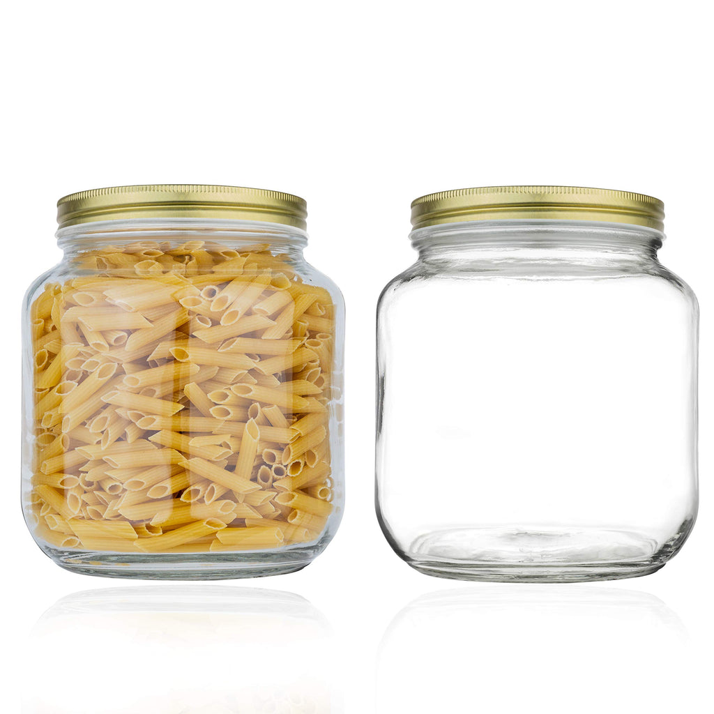 kitchentoolz Half Gallon Mason Jar Wide Mouth with Airtight Metal Lid - Safe for Fermenting, Pickling, Sourdough & Kombucha - Glass 64 oz Mason Jar - Made in USA - BPA Free