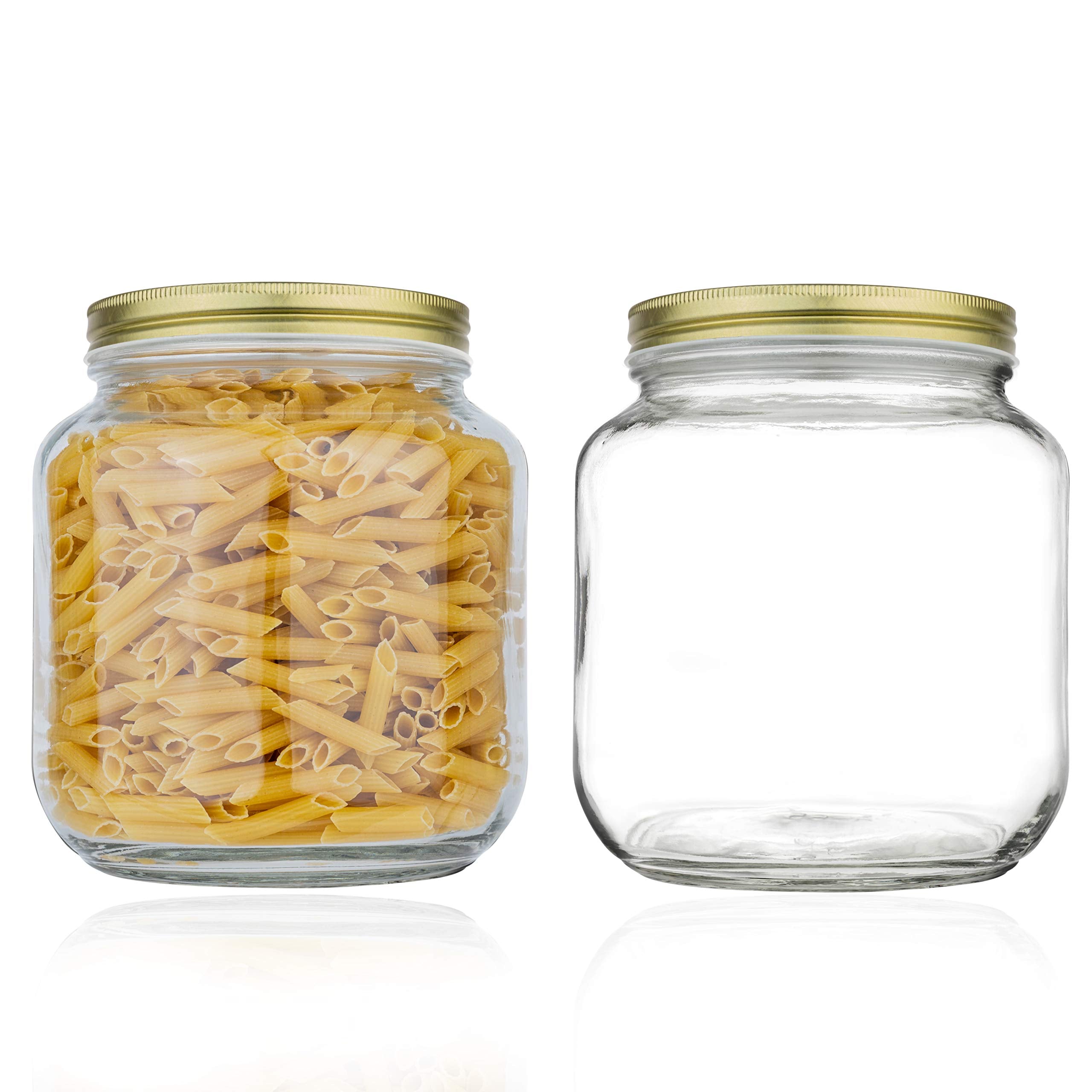 kitchentoolz Half Gallon Mason Jar Wide Mouth with Airtight Metal Lid - Safe for Fermenting, Pickling, Sourdough & Kombucha - Glass 64 oz Mason Jar - Made in USA - BPA Free