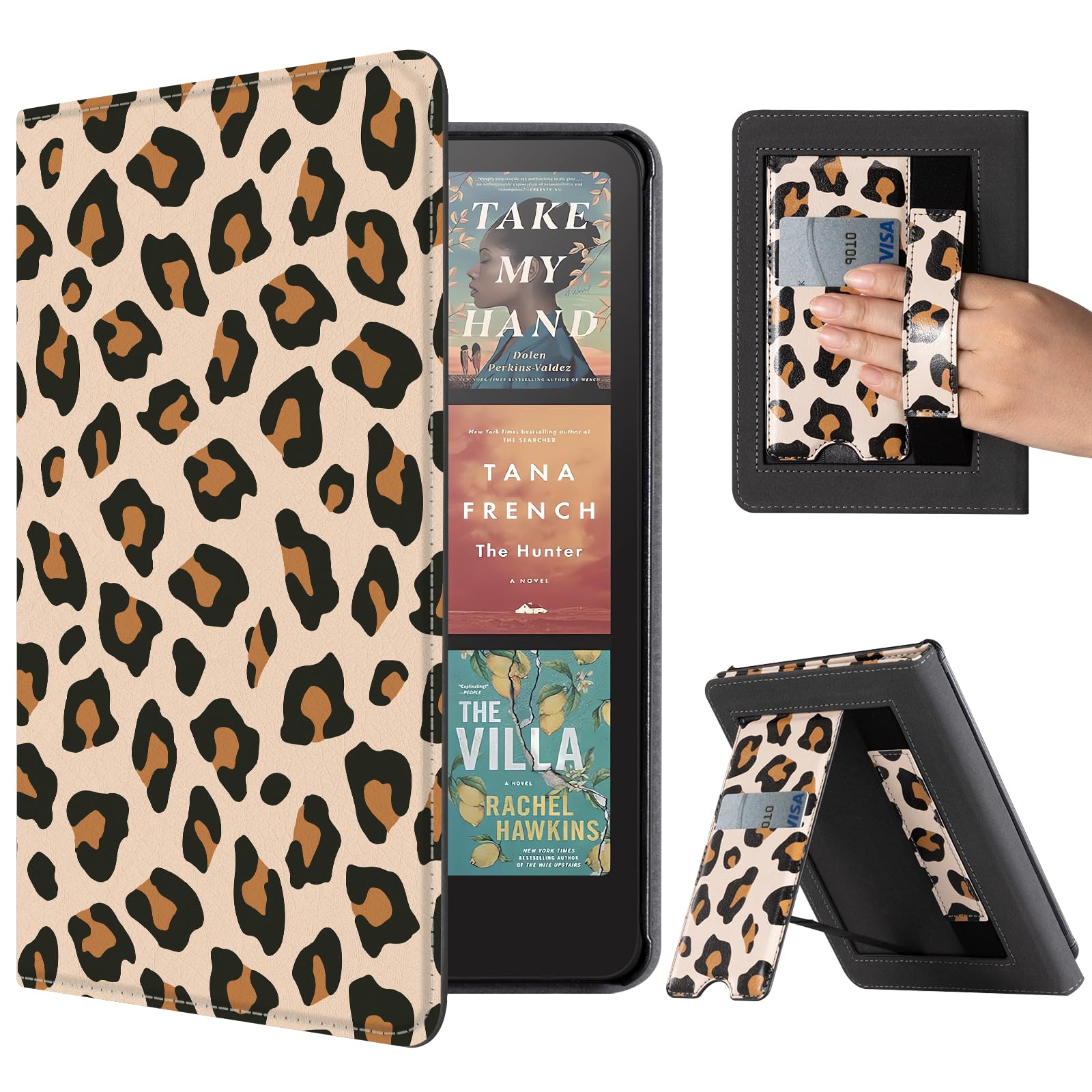 CoBak Case with Stand for Kindle Paperwhite 12th Gen 2024 Released (7") & Kindle Colorsoft Signature Edition - Durable PU Leather Cover with Auto Sleep Wake, Card Slot, Hand Strap Feature, Sage Green