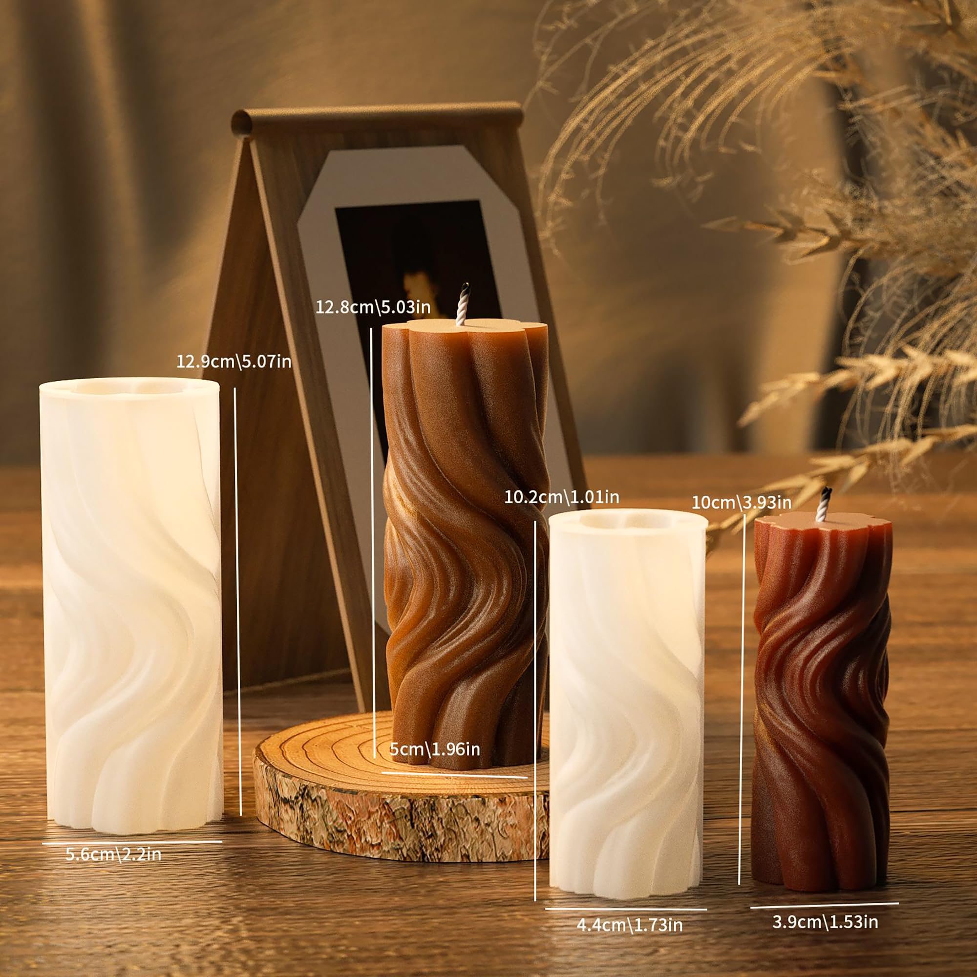 2 Pack Spiral Wave Resin Casting Molds - Silicone for 3D Animal Candle Making