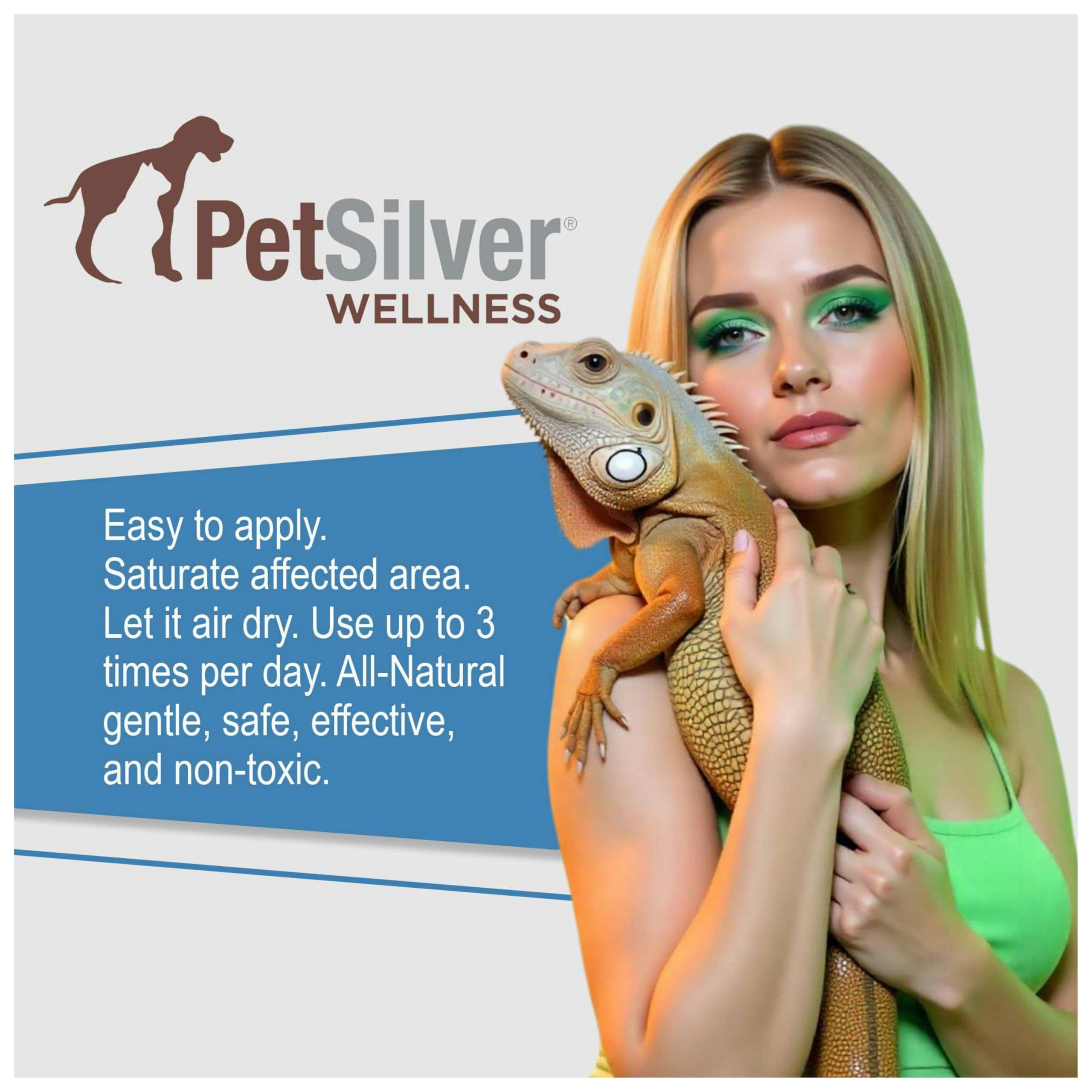 PetSilver Reptile Wound Spray with Chelated Silver – Reptile Wound Care for Snakes, Lizards, Geckos – Burns, Sores, Irritations & Scale Rot Treatment – Non-Toxic & Safe – Made in USA – 2 fl oz