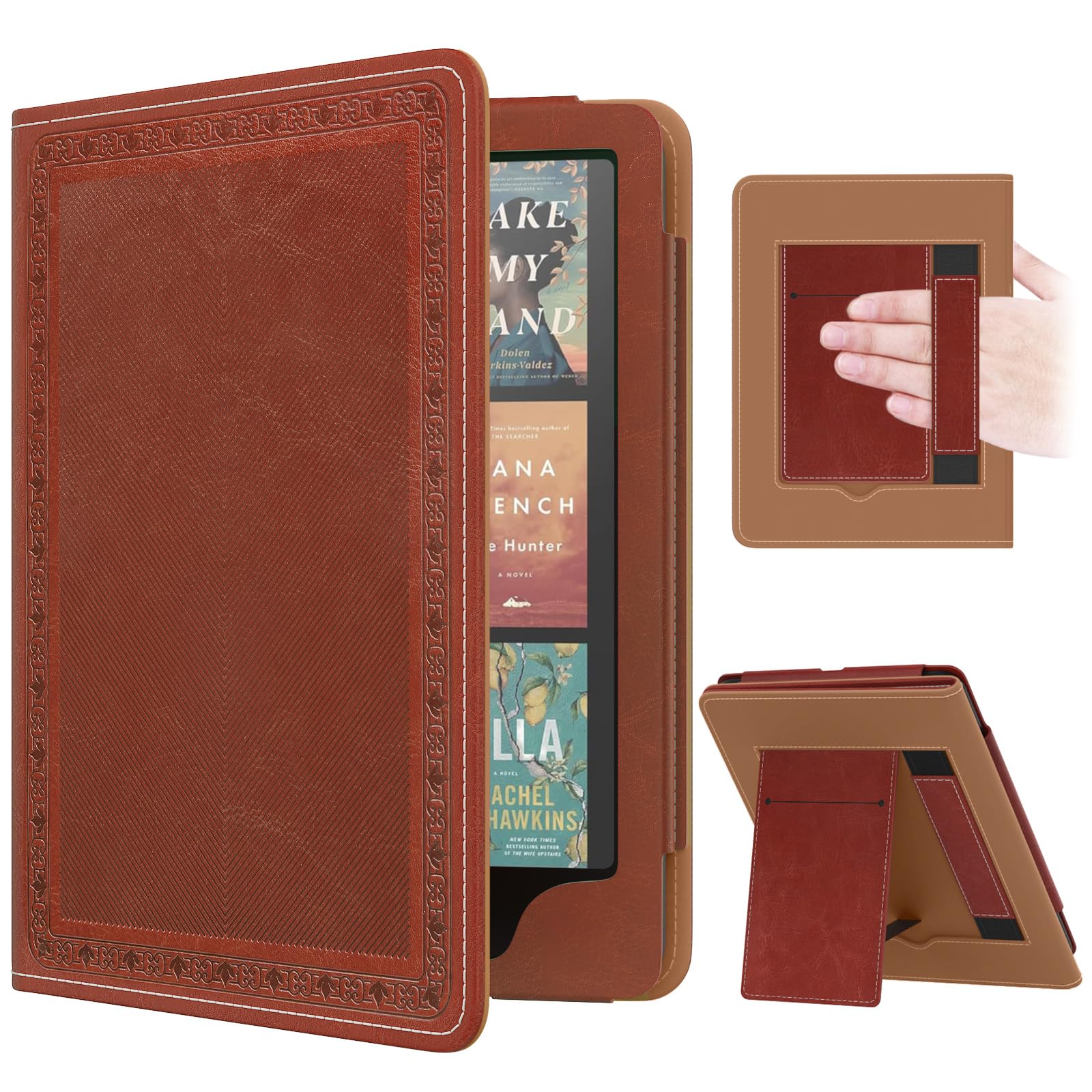MoKo Case for 7"/6.8" Kindle Paperwhite(12th/11th Generation-2024/2021) and Kindle Colorsoft Signature Edition, Slim PU Shell Cover Case with Auto-Wake/Sleep for Kindle Paperwhite 2024, Flowers