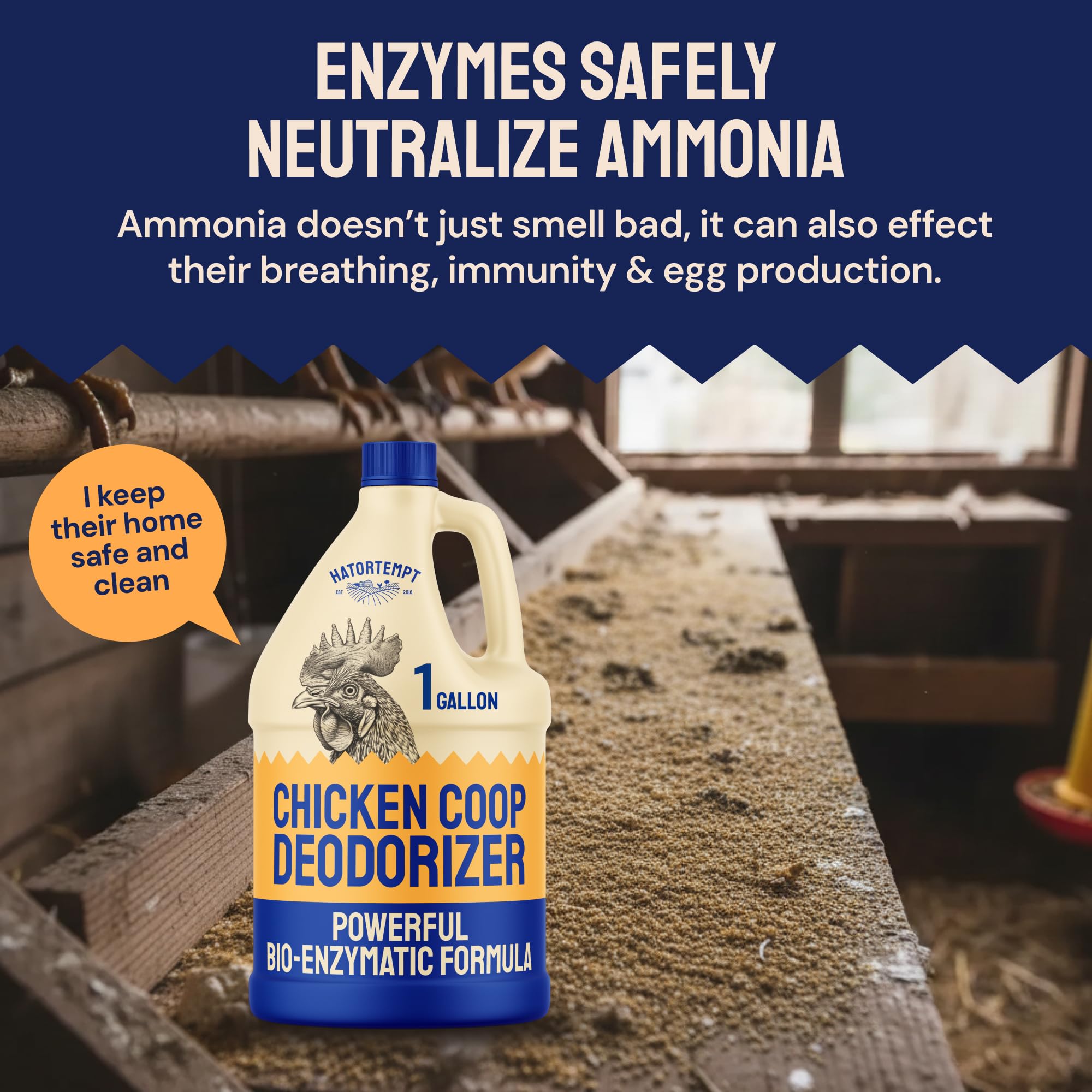 Hatortempt Chicken Coop Deodorizer & Cleaner Spray - 32 fl oz, Unscented - Ammonia Control Odor Eliminator & Coop Refresher for Chickens