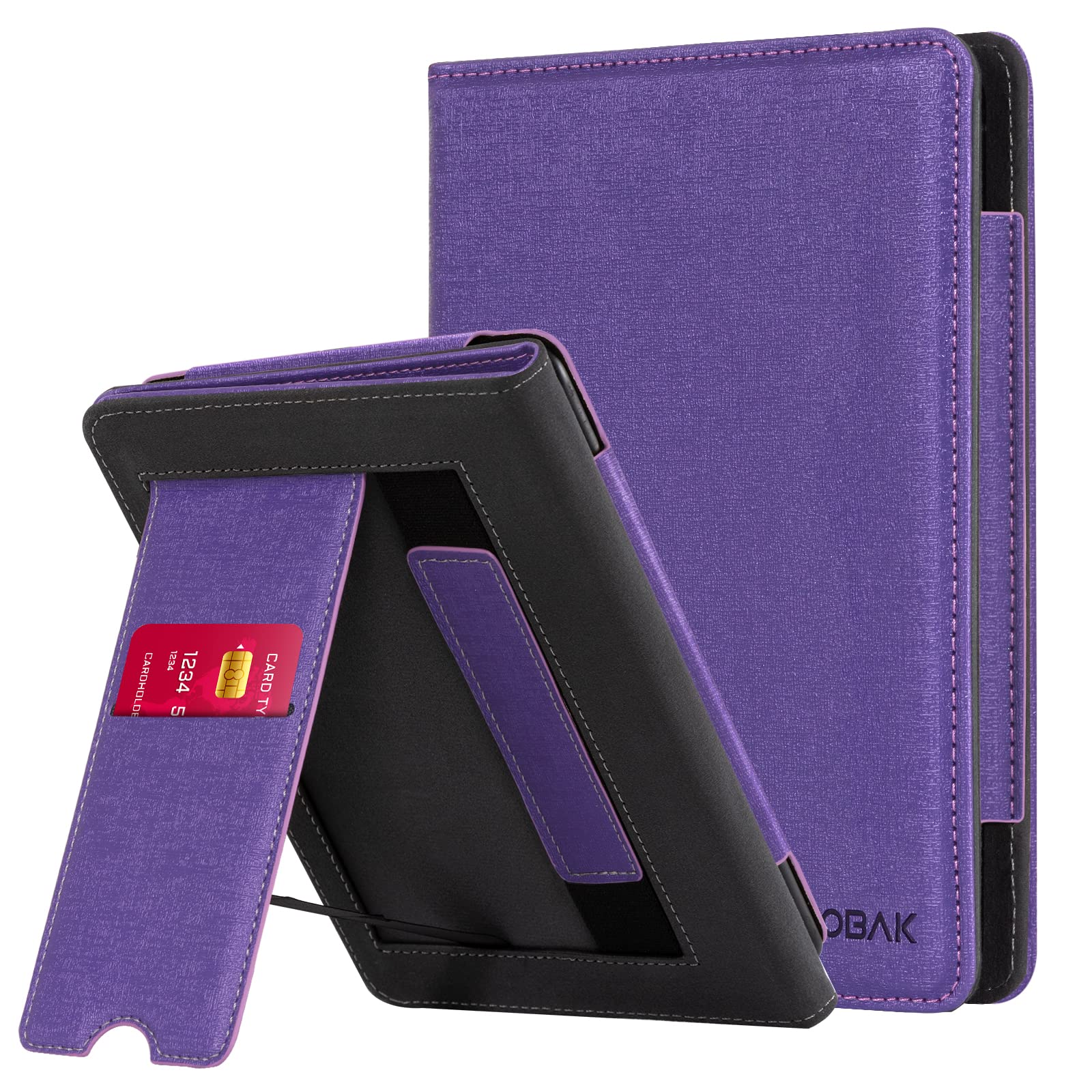 CoBak Case with Stand for Kindle Paperwhite 12th Gen 2024 Released (7") & Kindle Colorsoft Signature Edition - Durable PU Leather Cover with Auto Sleep Wake, Card Slot, Hand Strap Feature, Sage Green