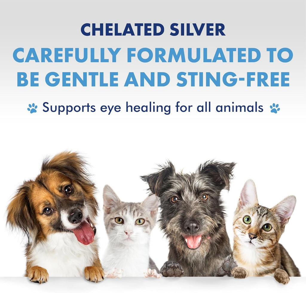 PetSilver - Wound & Skin Spray (4 fl oz) and Eye Wash (4 fl oz) with Patented Chelated Silver - Wound, Hot Spot, & Itch Relief Spray - Eye Cleaner & Tear Stain Remover for Cats and Dogs - Made in USA