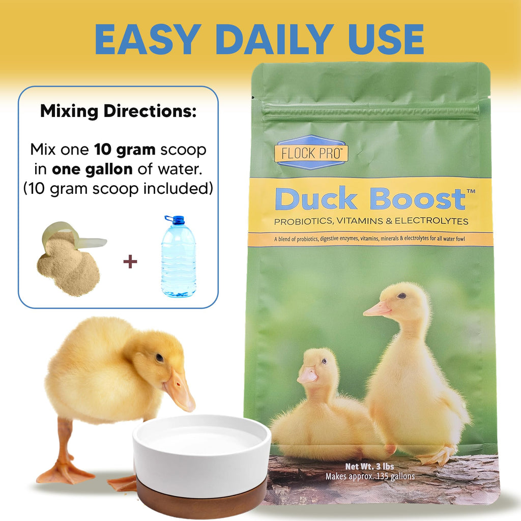 Duck Boost Probiotic - Probiotics, Vitamins, Minerals and Electrolytes for Chickens | Duck Vitamins and Supplements for All Poultry - 8oz
