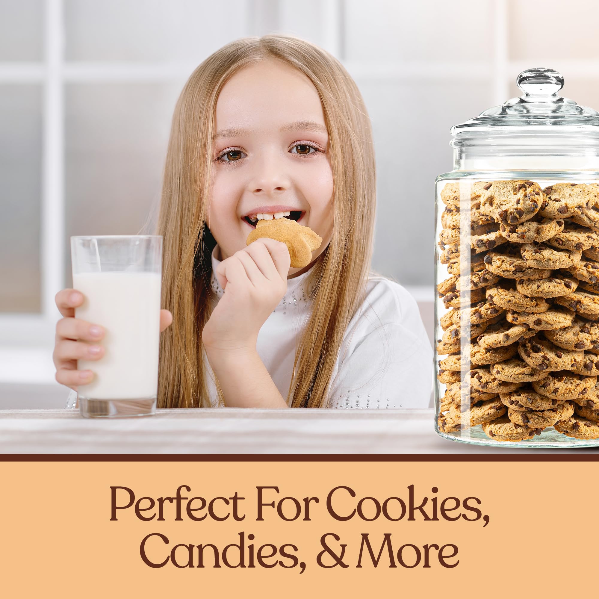 2-Gallon Tall Glass Cookie Jar with Airtight Lid – Large Kitchen Canister for Cookies, Sugar, Flour, and Dog Treats